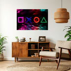 GEOMETRIC GAMER ICONS Peel and Stick Horizontal Poster
