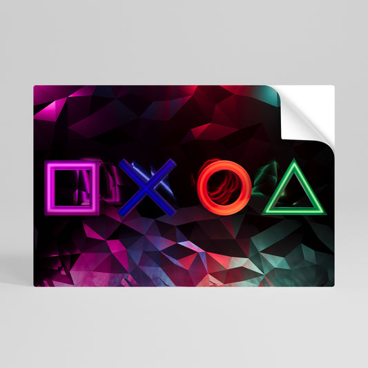 GEOMETRIC GAMER ICONS Póster adhesivo horizontal