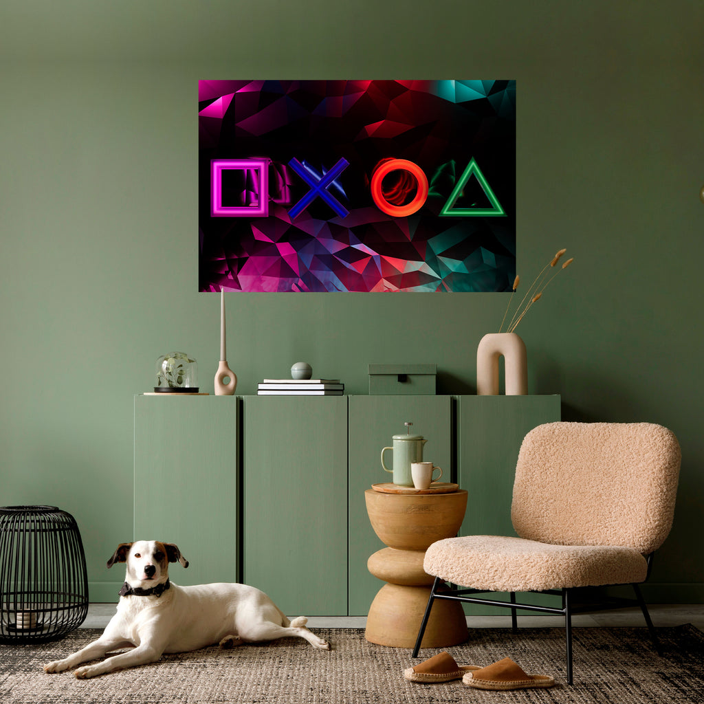 Póster horizontal autoadhesivo de ICONOS DE JUEGO GEOMÉTRICOS