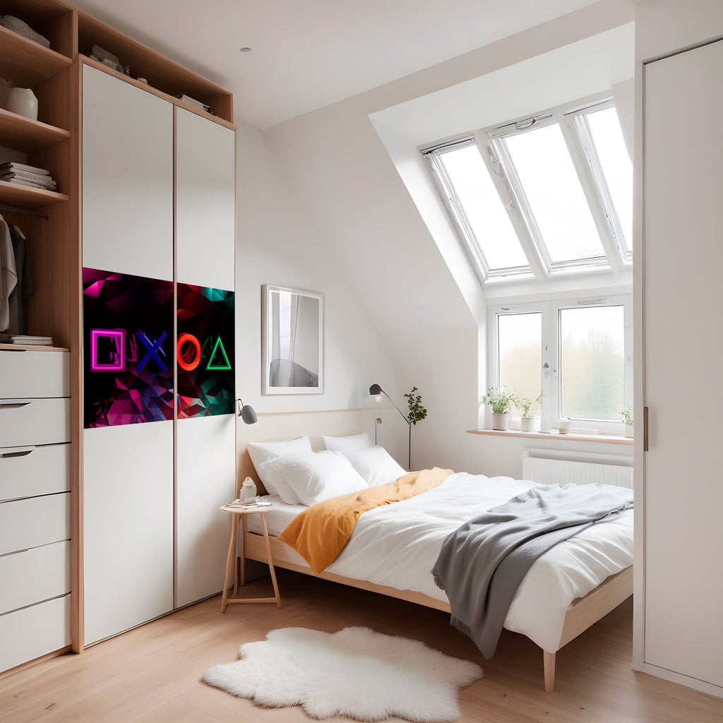 Póster horizontal autoadhesivo de ICONOS DE JUEGO GEOMÉTRICOS