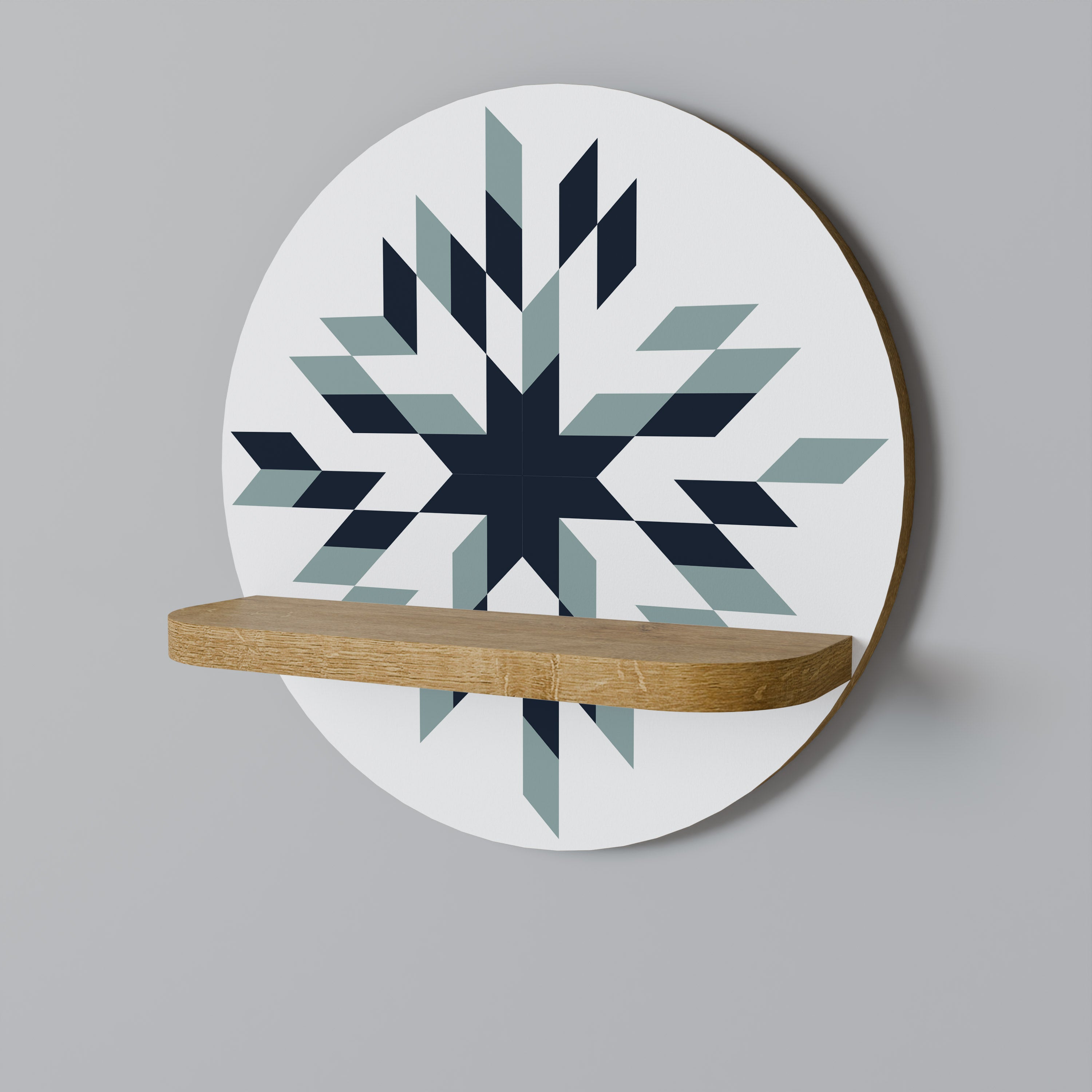 DAWN MOSAIC Round Art Shelf In Oak Effect