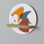 STELLAR STROKES Round Art Shelf In Oak Effect