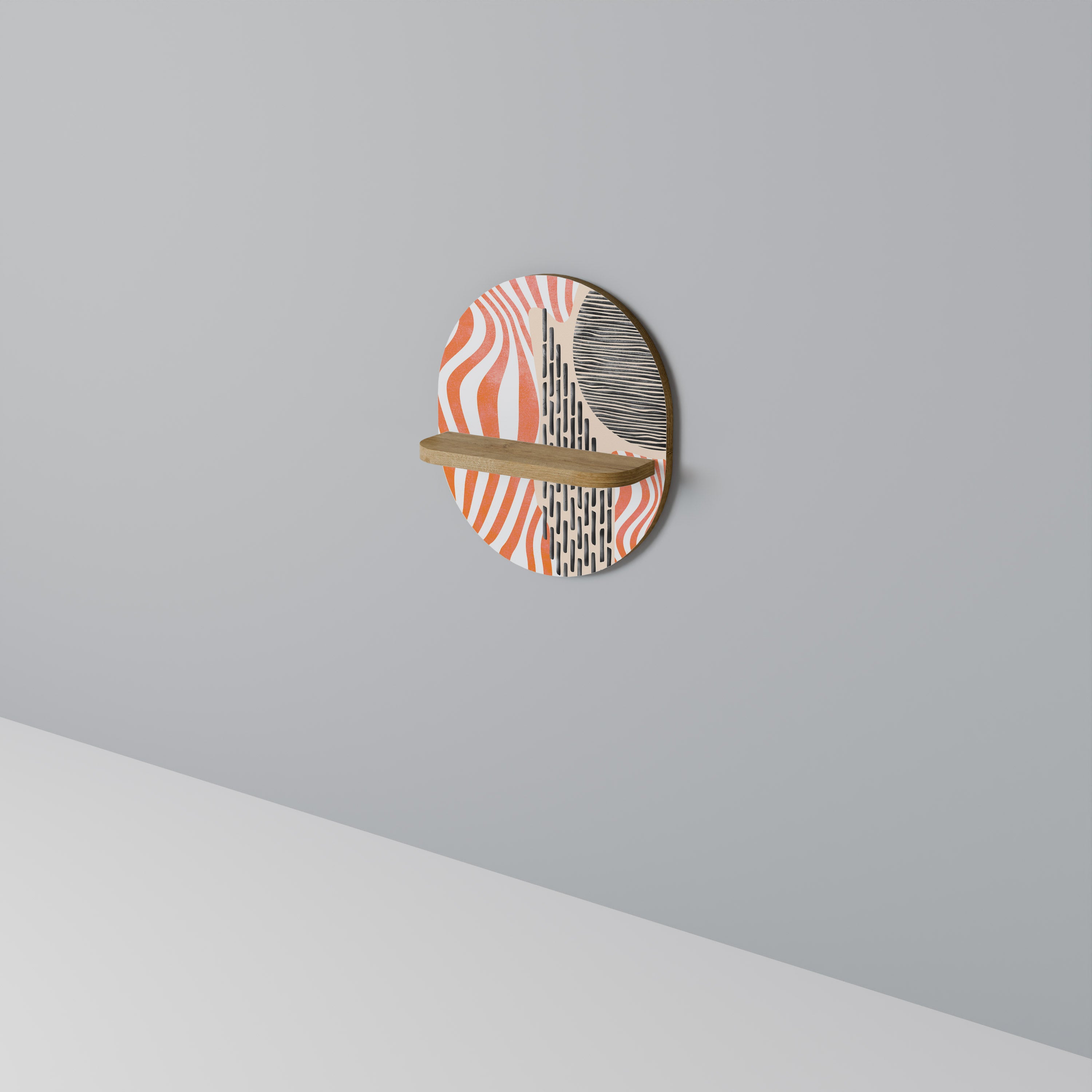 SUBLIME SYNTHESIS Oval Art Shelf In Oak Effect