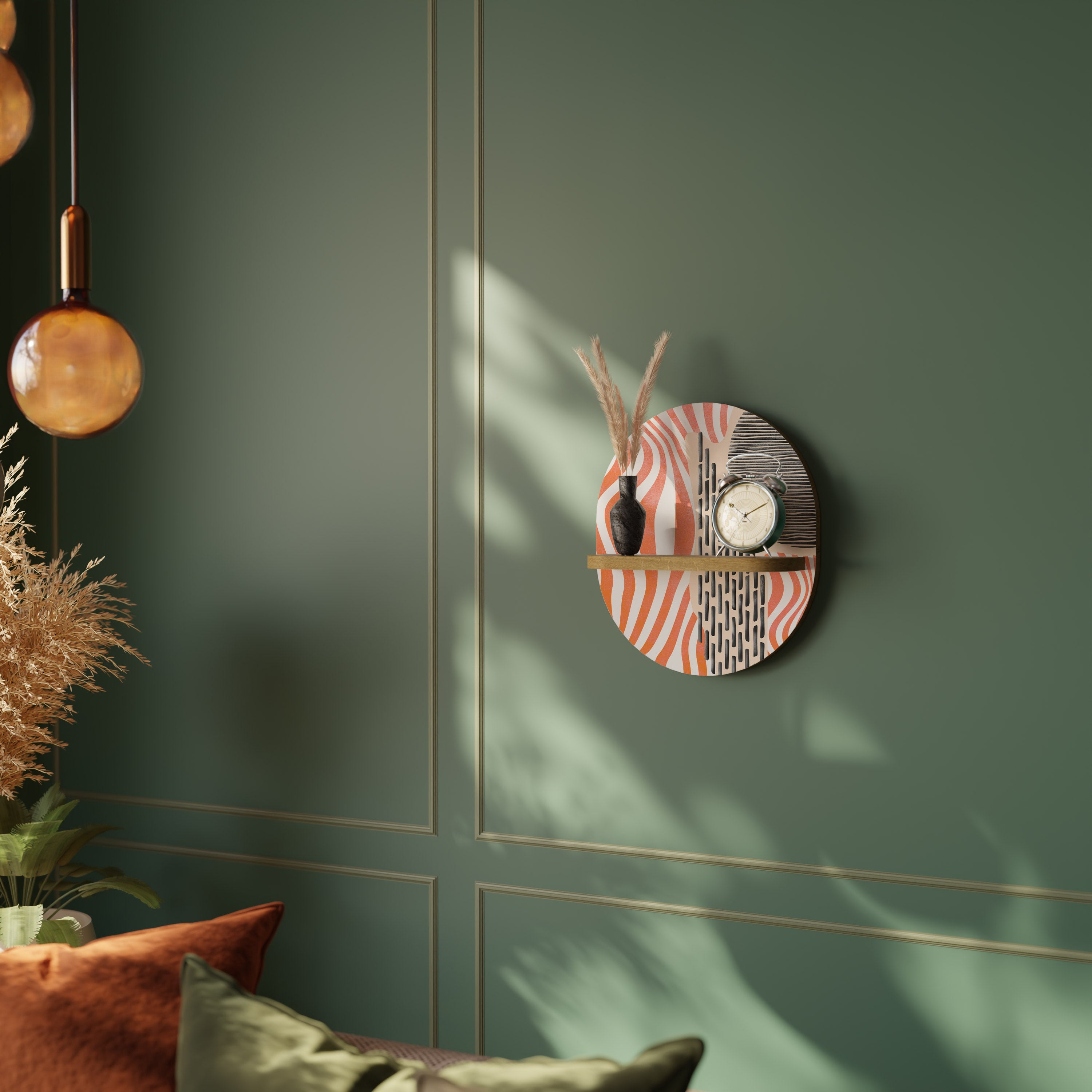 SUBLIME SYNTHESIS Oval Art Shelf In Oak Effect