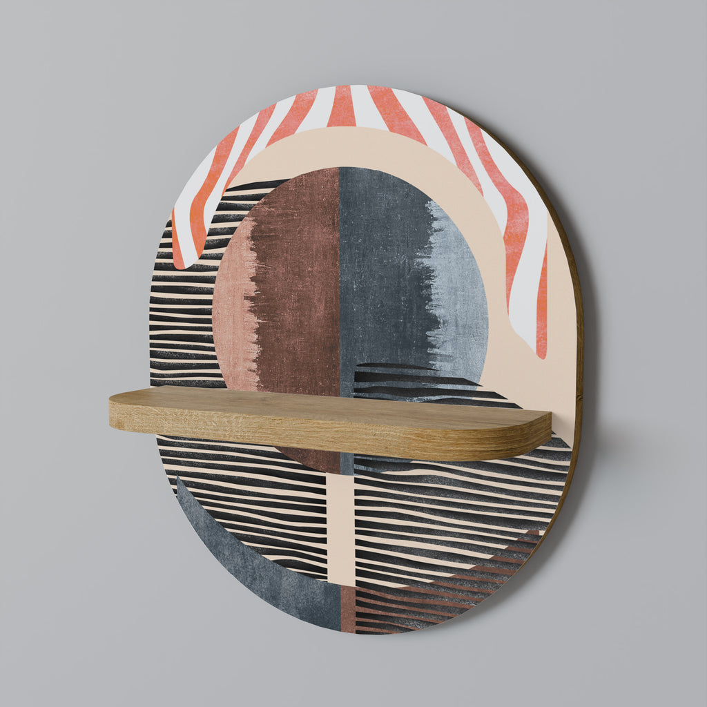 WHISPERS OF FORM Oval Art Shelf In Oak Effect