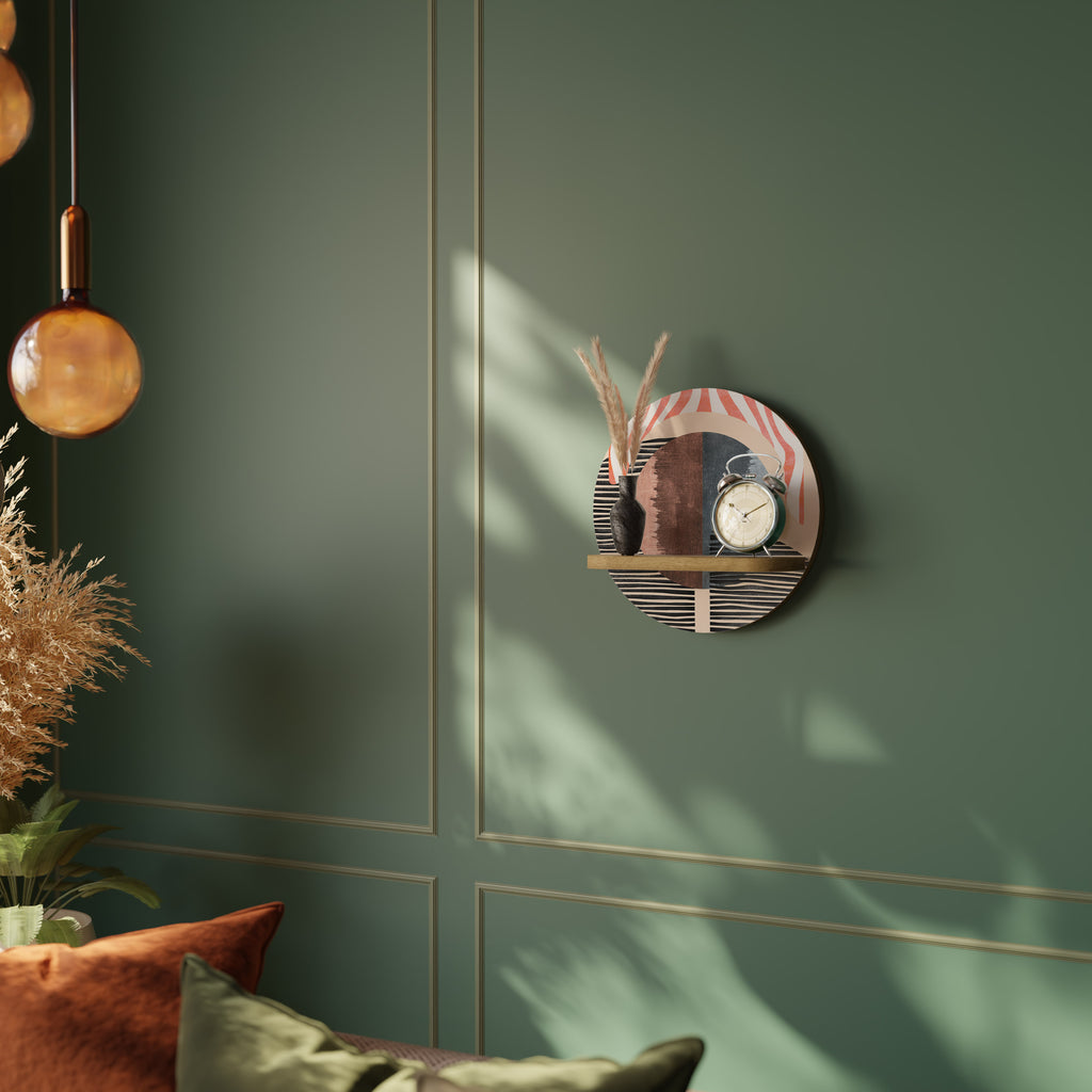 WHISPERS OF FORM Round Art Shelf In Oak Effect