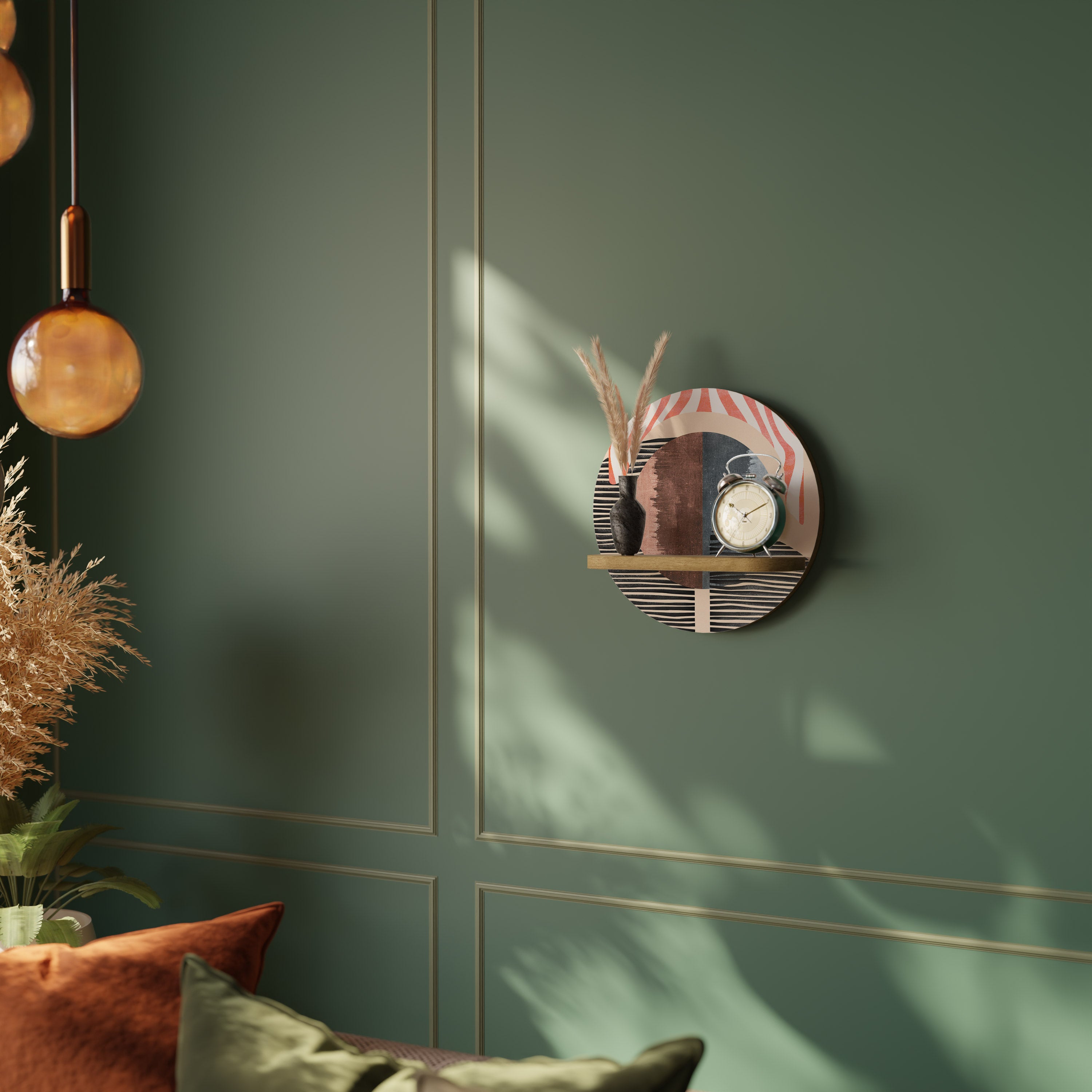 WHISPERS OF FORM Round Art Shelf In Oak Effect