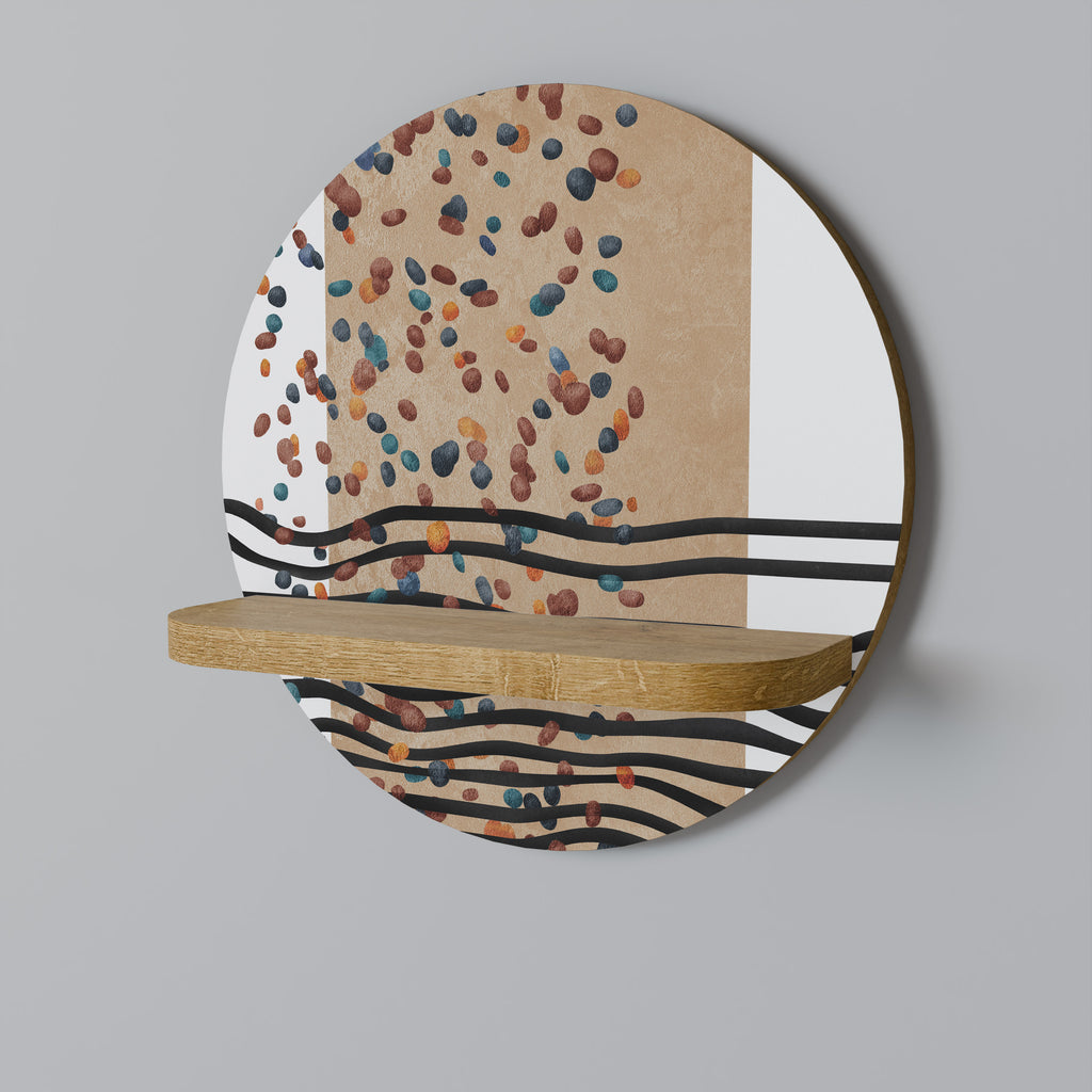 IMAGINARY RAIN Round Art Shelf In Oak Effect