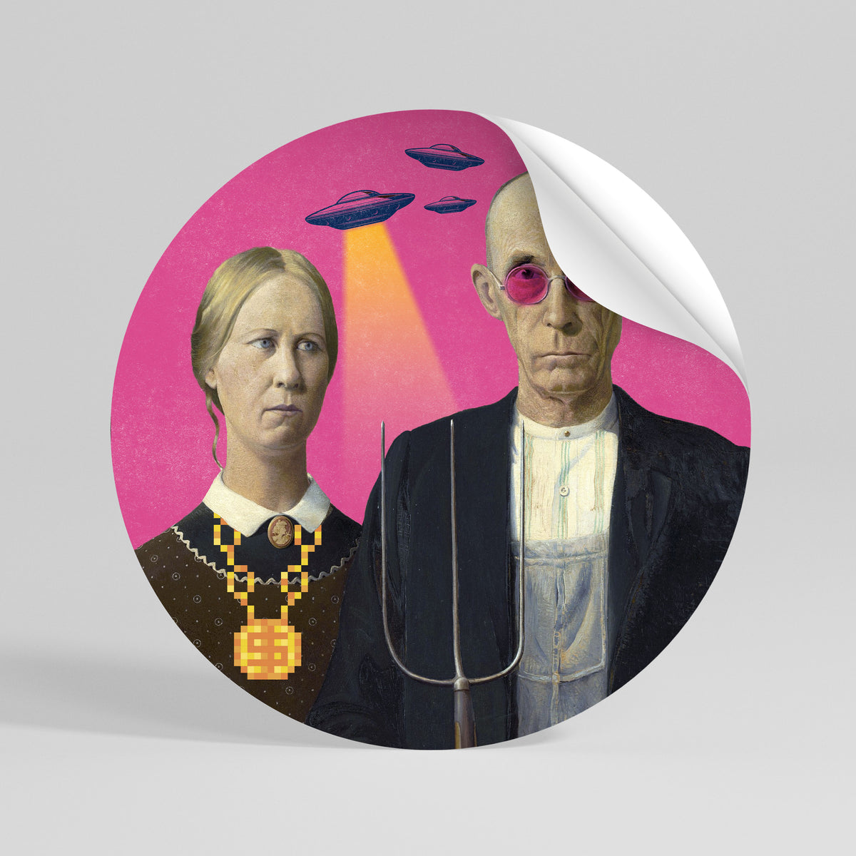 AMERICAN GOTHIC ALIEN Vinilo adhesivo redondo
