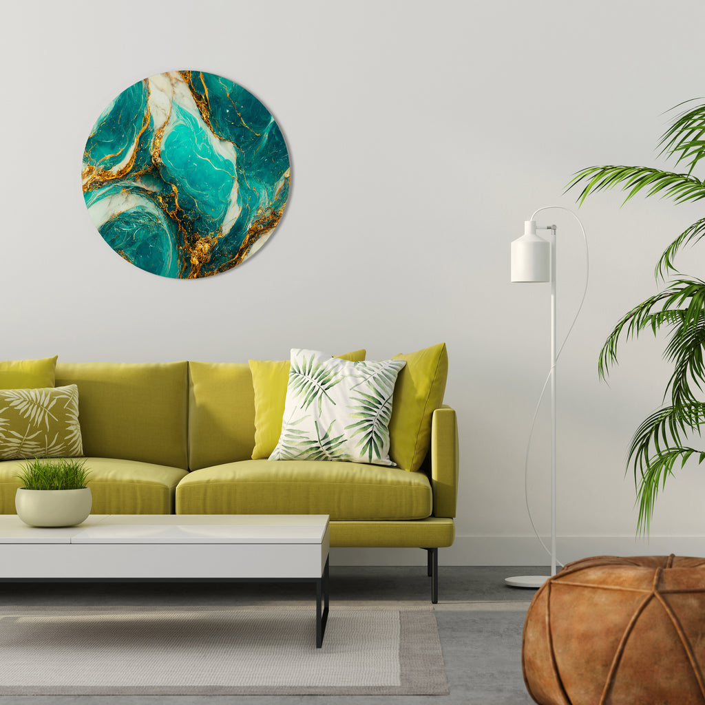 Arte de pared redondo SUSURROS DORADOS