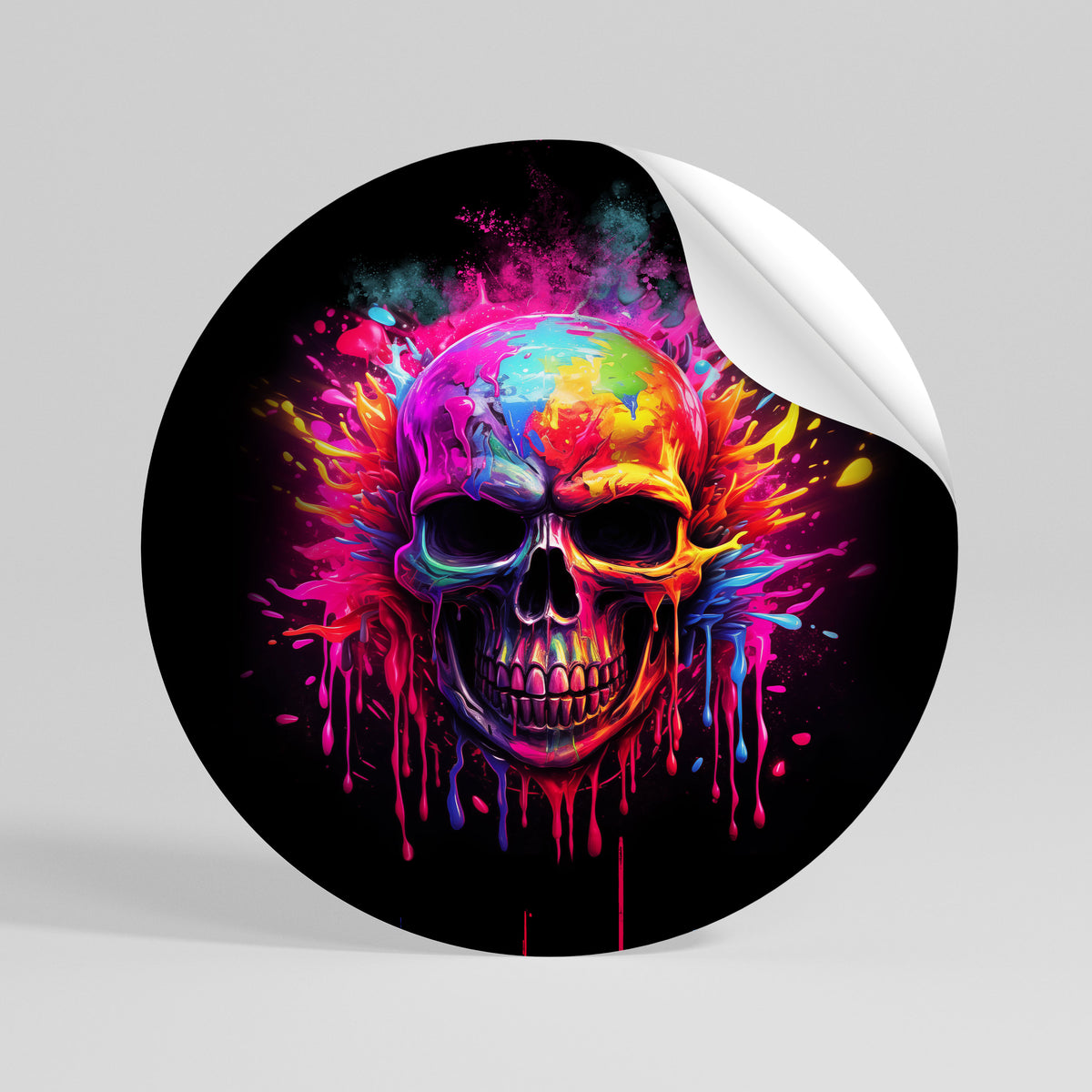 SKULL QUEST Peel and Stick Round Sticker