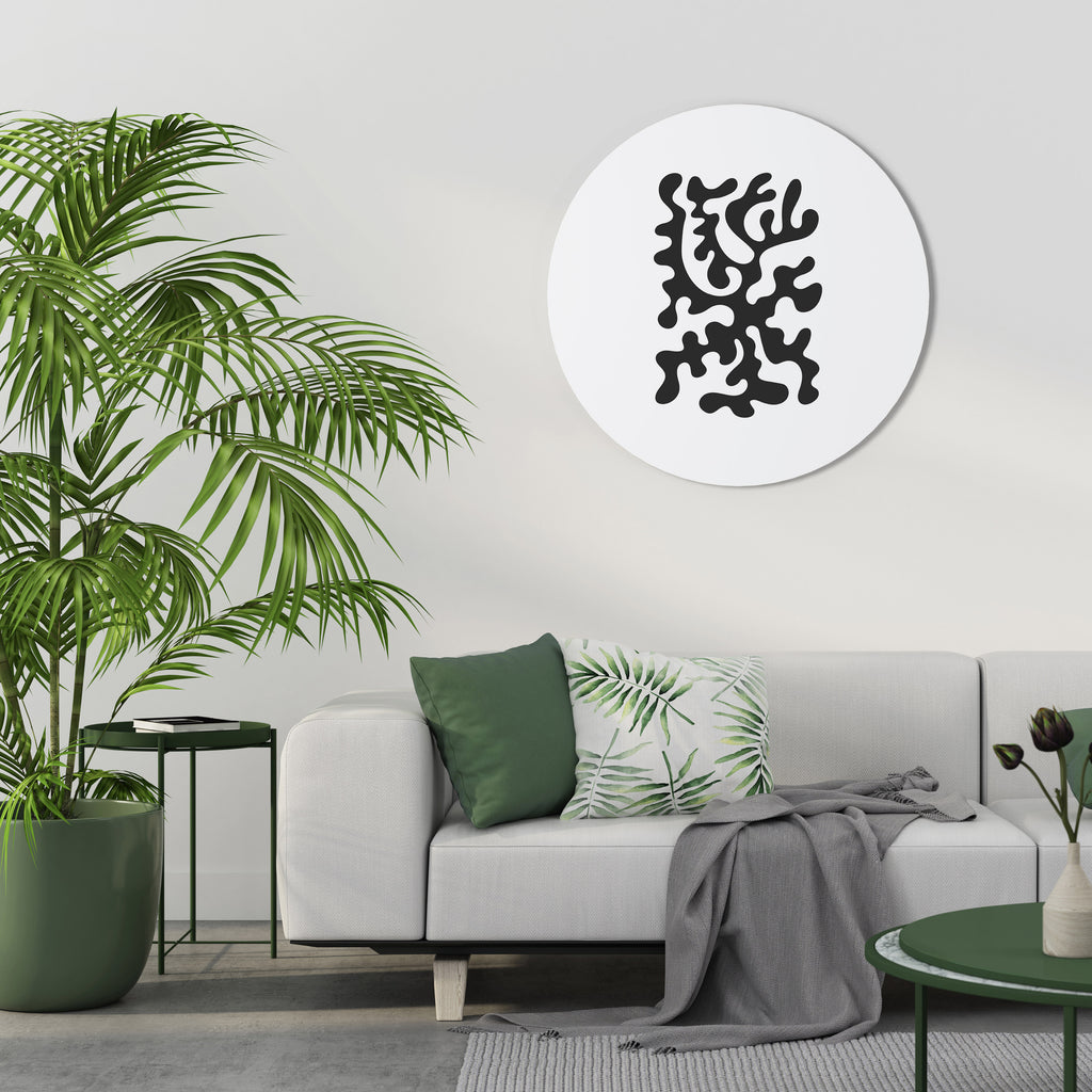 CHARCOAL CASCADE Round Wall Art