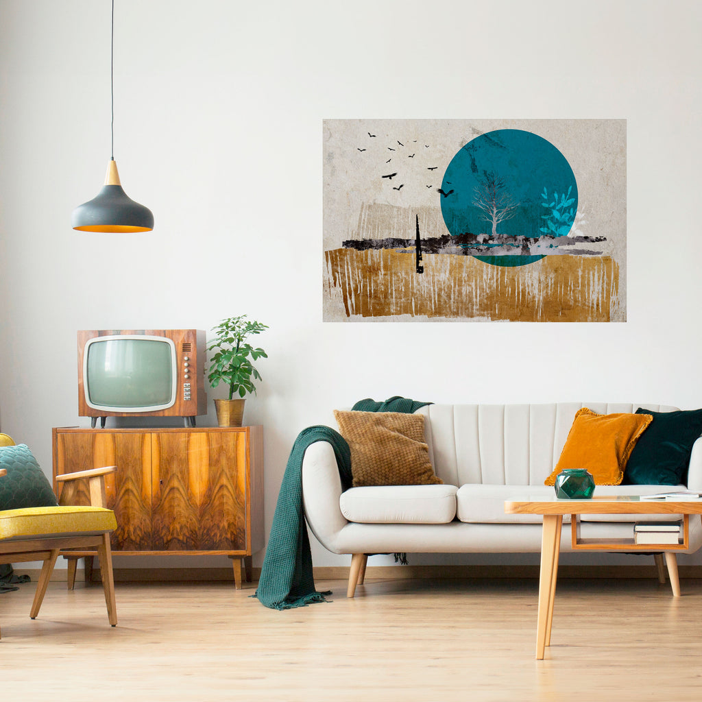 VIAJE ATEMPORAL Póster horizontal autoadhesivo