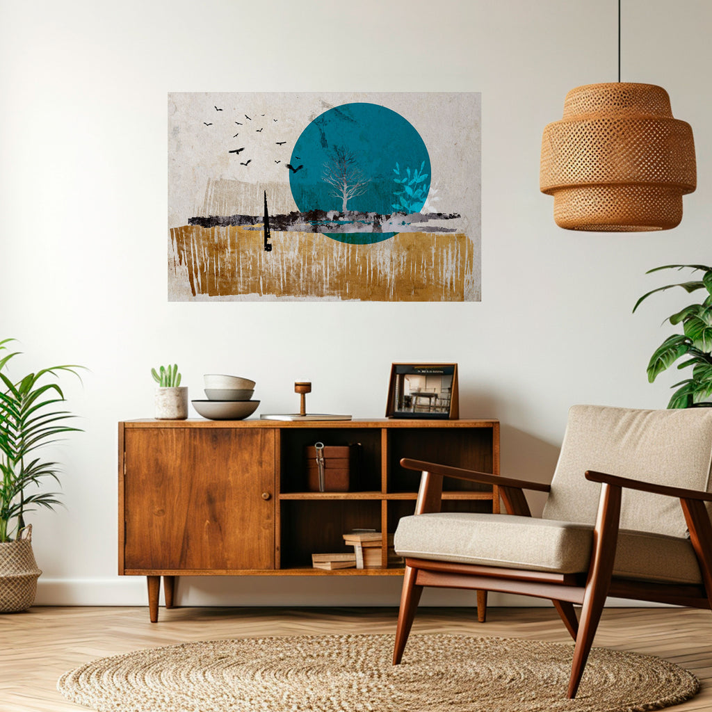 VIAJE ATEMPORAL Póster horizontal autoadhesivo