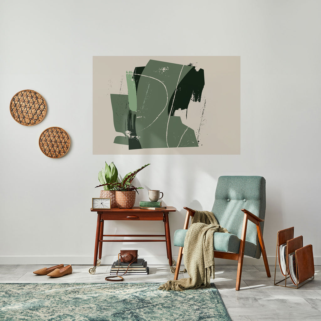 Póster horizontal autoadhesivo de ESCAPE DE HOJAS VERDES