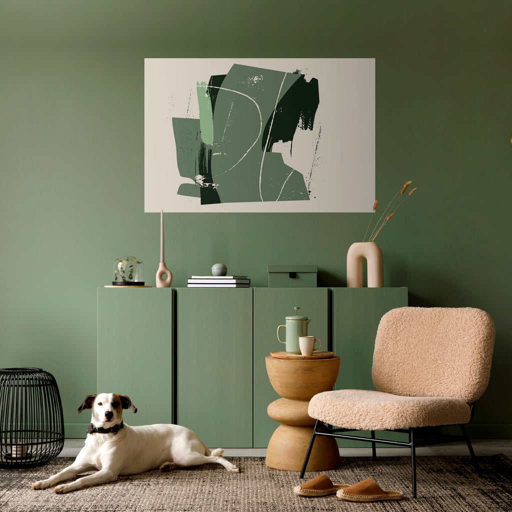 Póster horizontal autoadhesivo de ESCAPE DE HOJAS VERDES