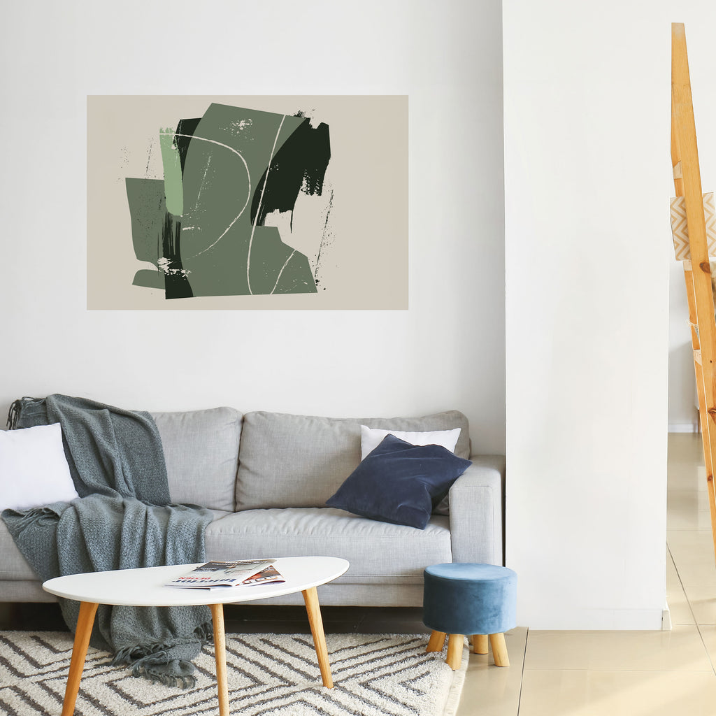 Póster horizontal autoadhesivo de ESCAPE DE HOJAS VERDES