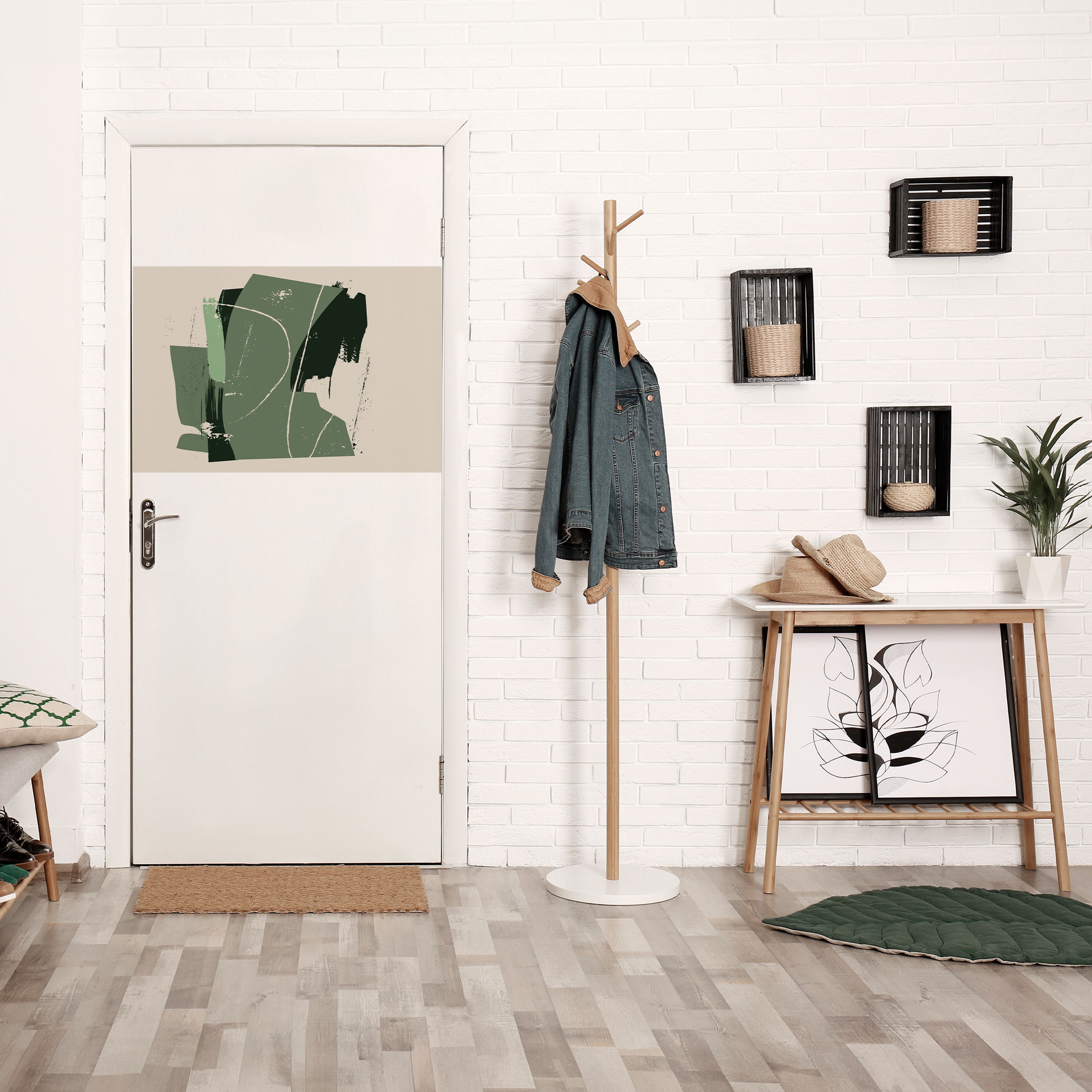 Póster horizontal autoadhesivo de ESCAPE DE HOJAS VERDES