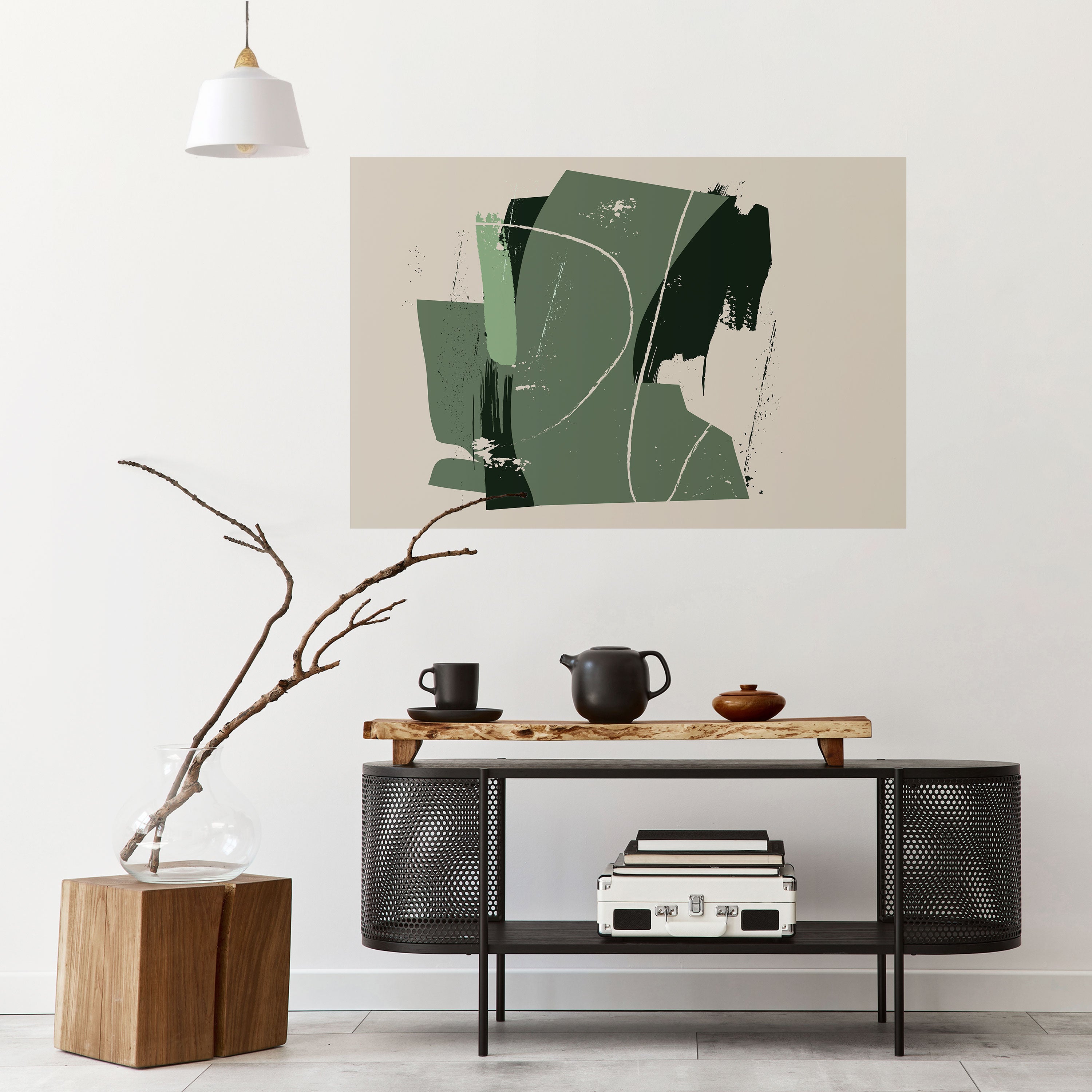 Póster horizontal autoadhesivo de ESCAPE DE HOJAS VERDES