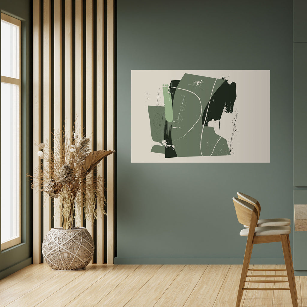 Póster horizontal autoadhesivo de ESCAPE DE HOJAS VERDES