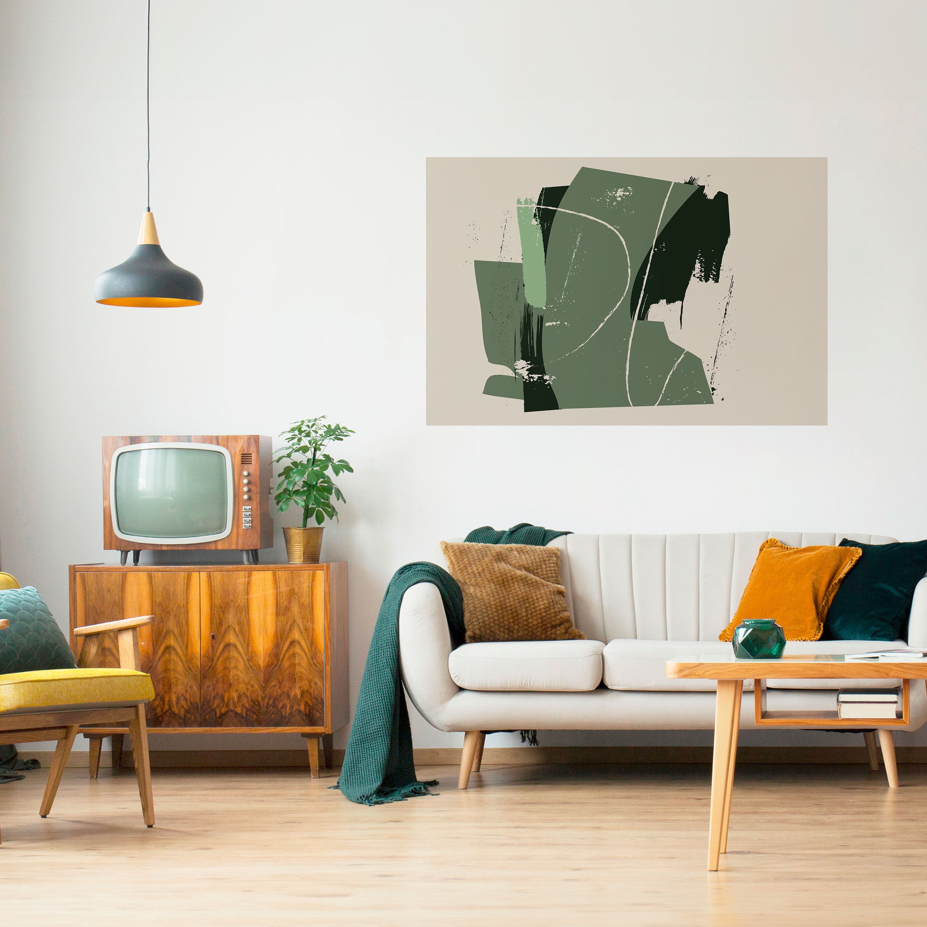 Póster horizontal autoadhesivo de ESCAPE DE HOJAS VERDES