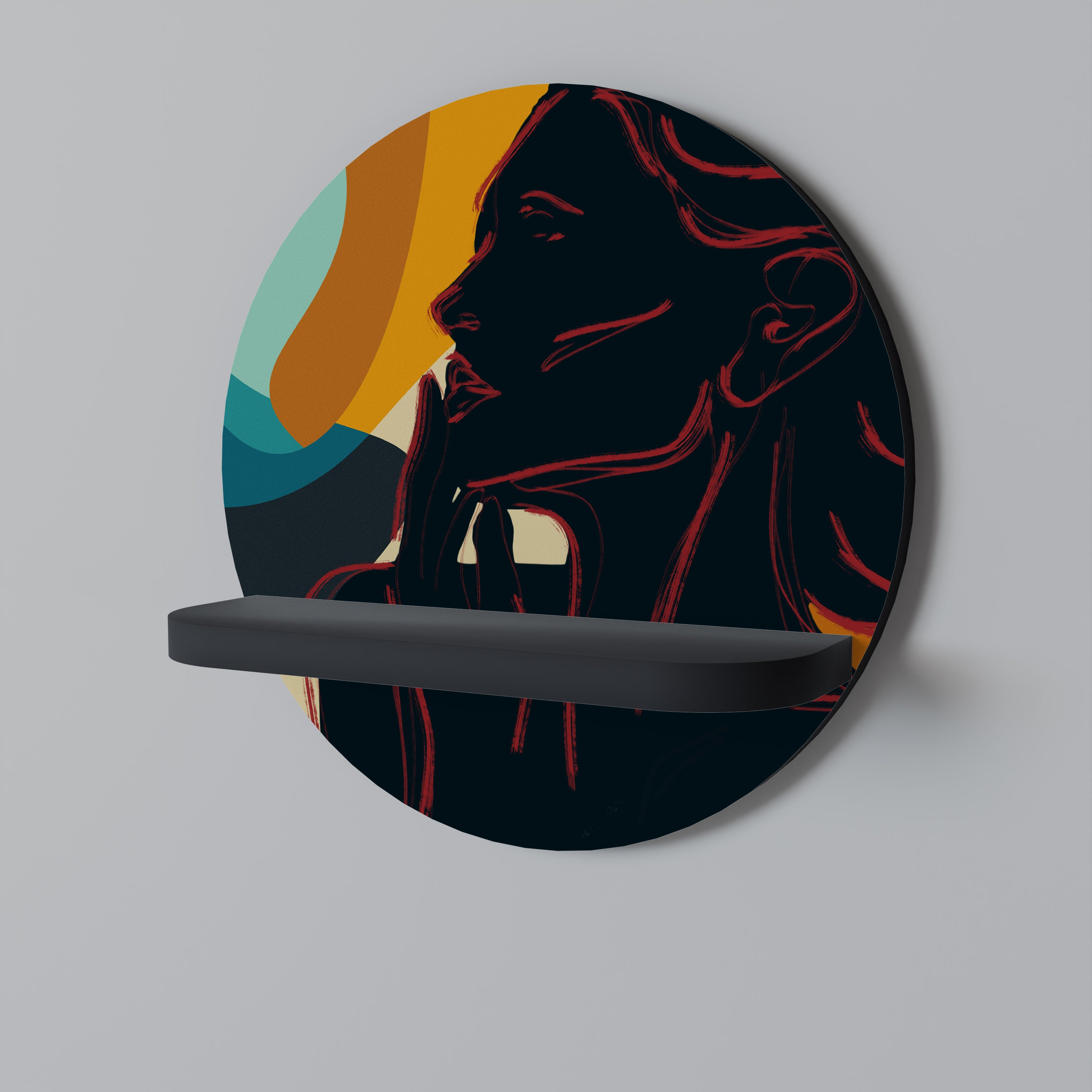 Estantería de arte redonda SILHOUETTE SONATA con acabado negro