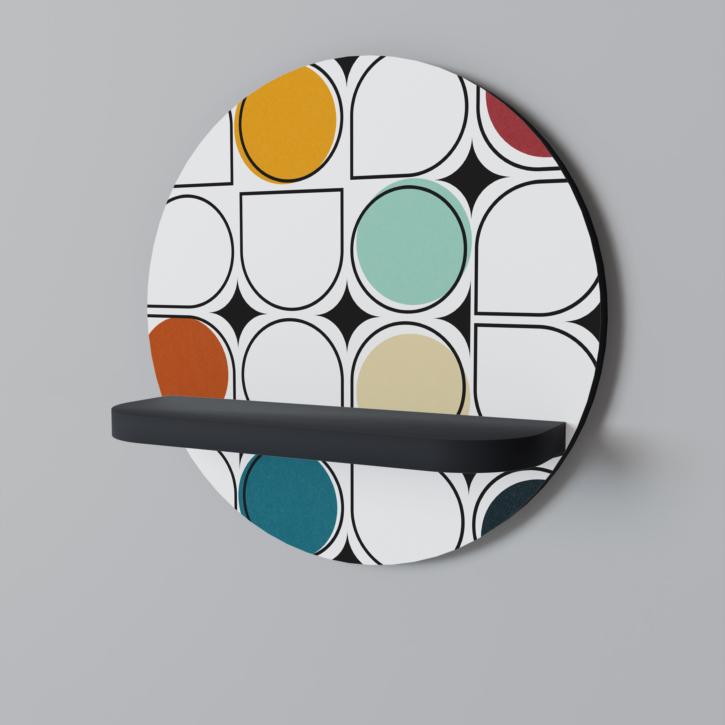 Estantería de arte redonda HUE HARMONY con acabado negro