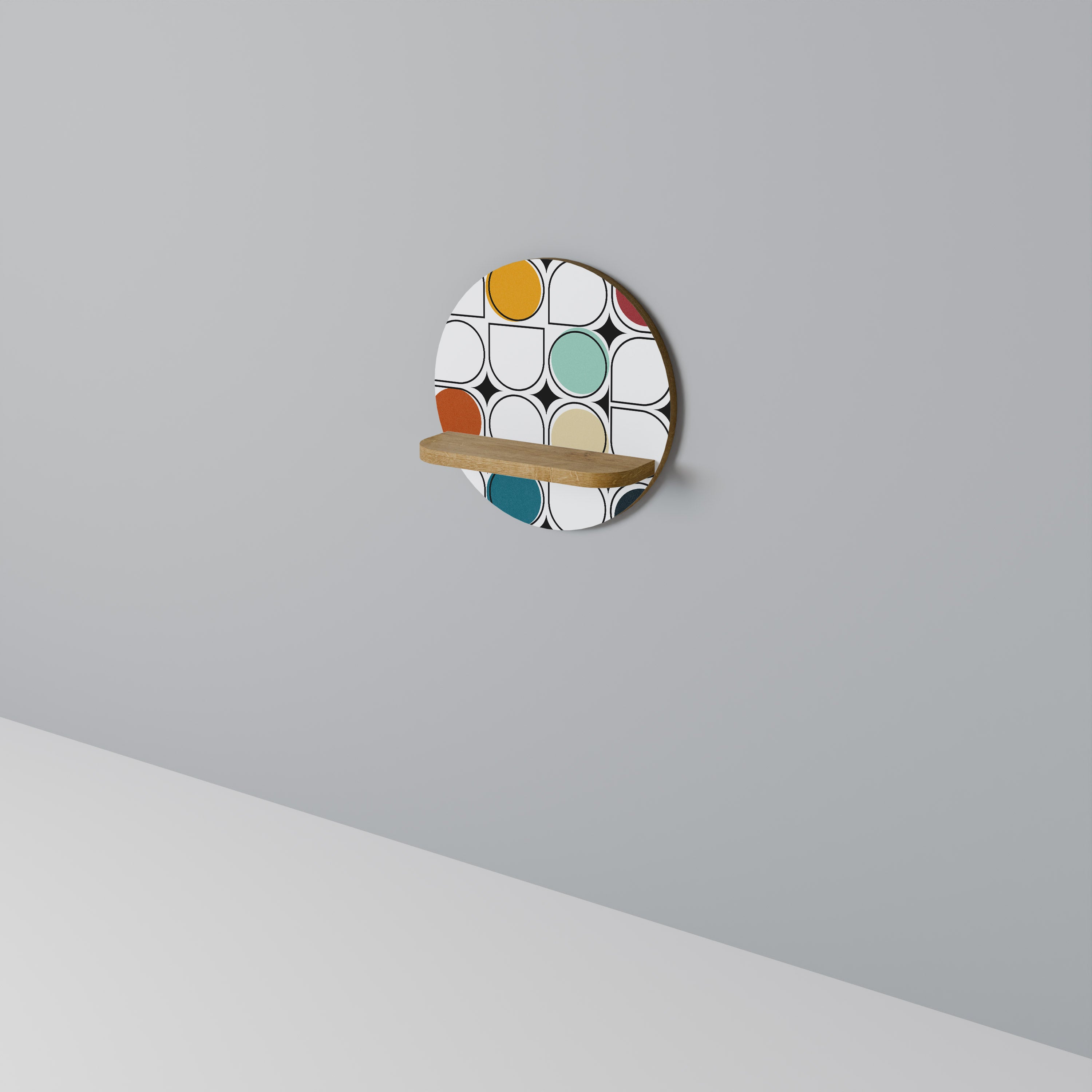 HUE HARMONY Round Art Shelf In Oak Effect