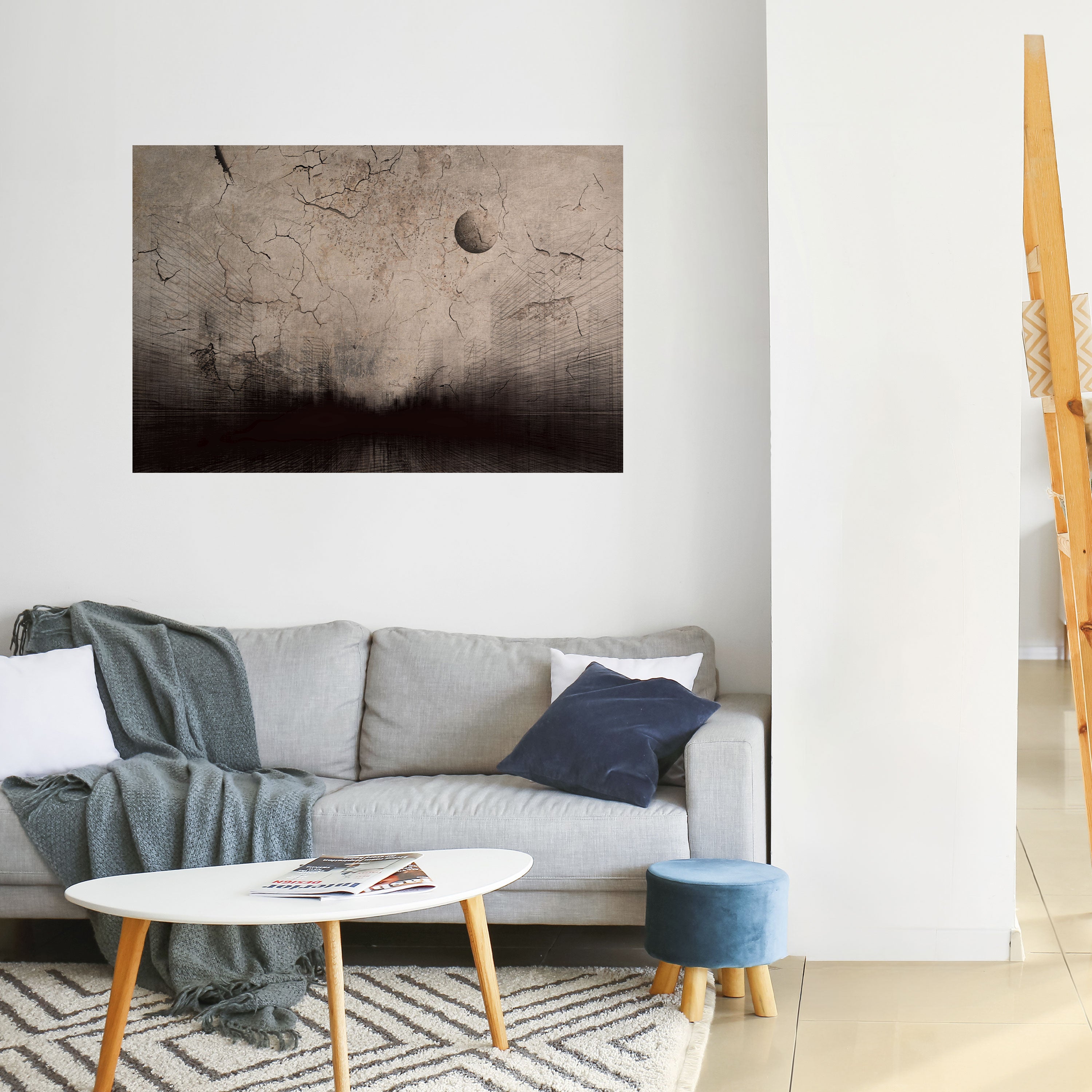 PENSAMIENTOS DE RAYO DE LUNA Póster horizontal autoadhesivo