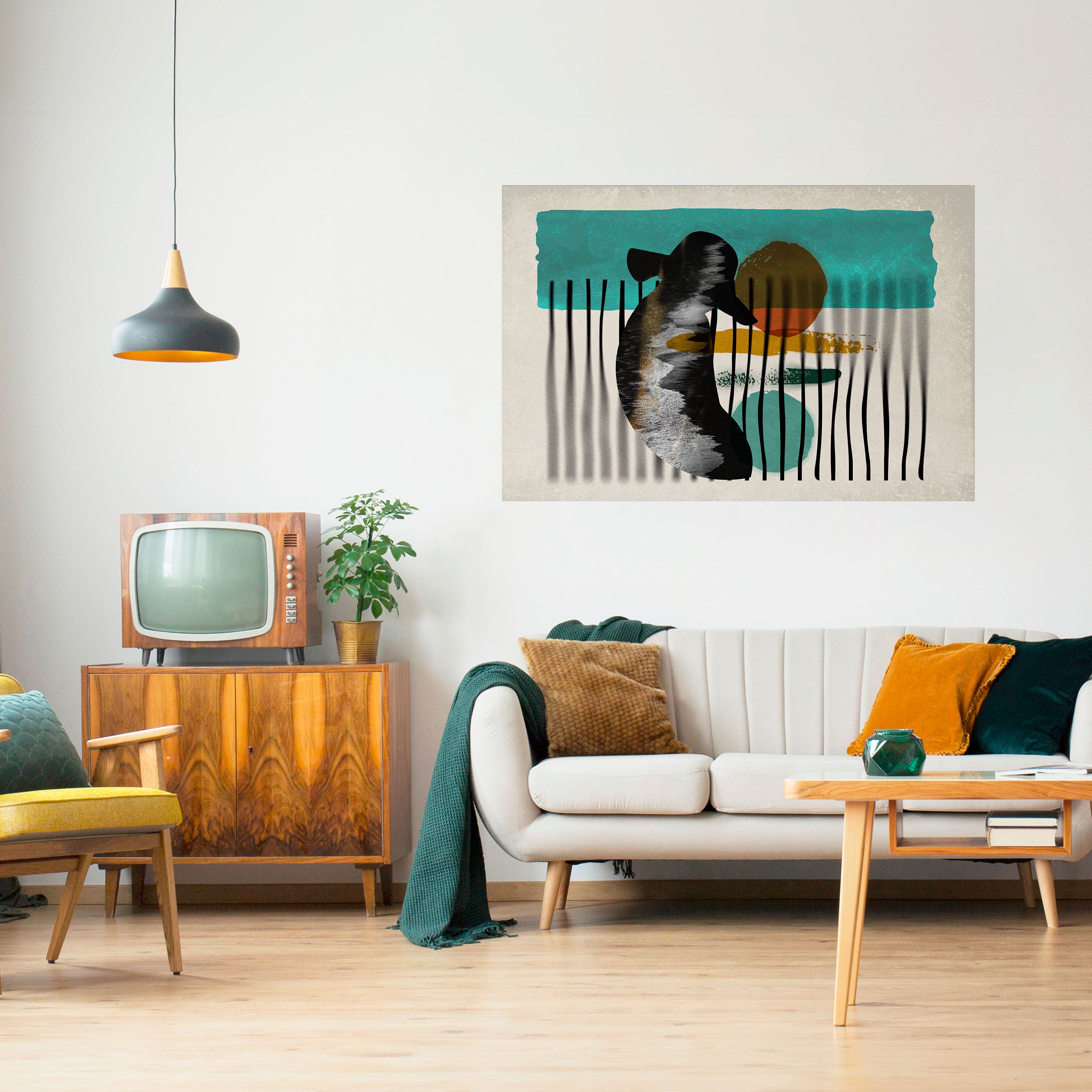 Póster horizontal autoadhesivo INKWELL TURQOISE