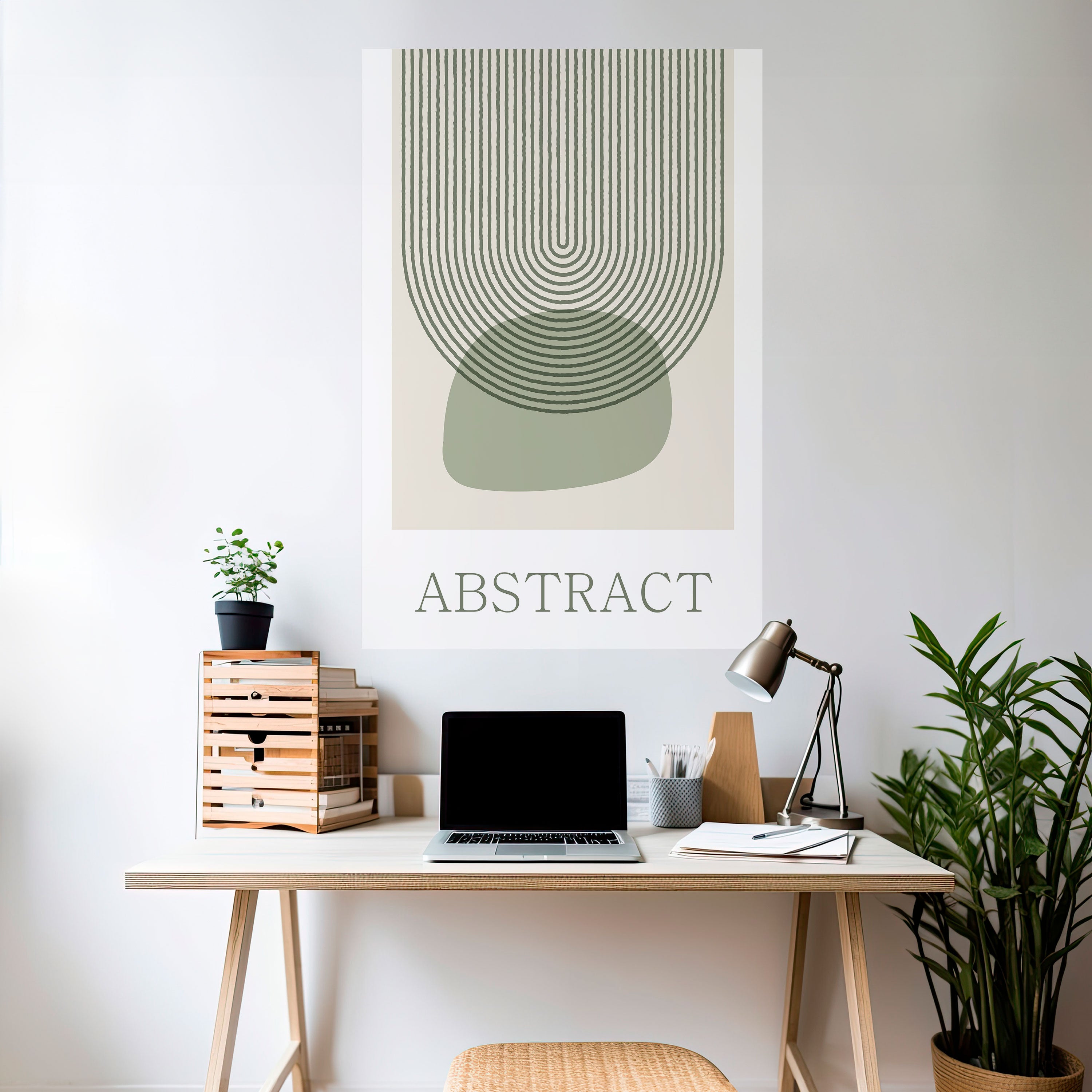GREEN ABSTRACT Peel and Stick Vertical Poster
