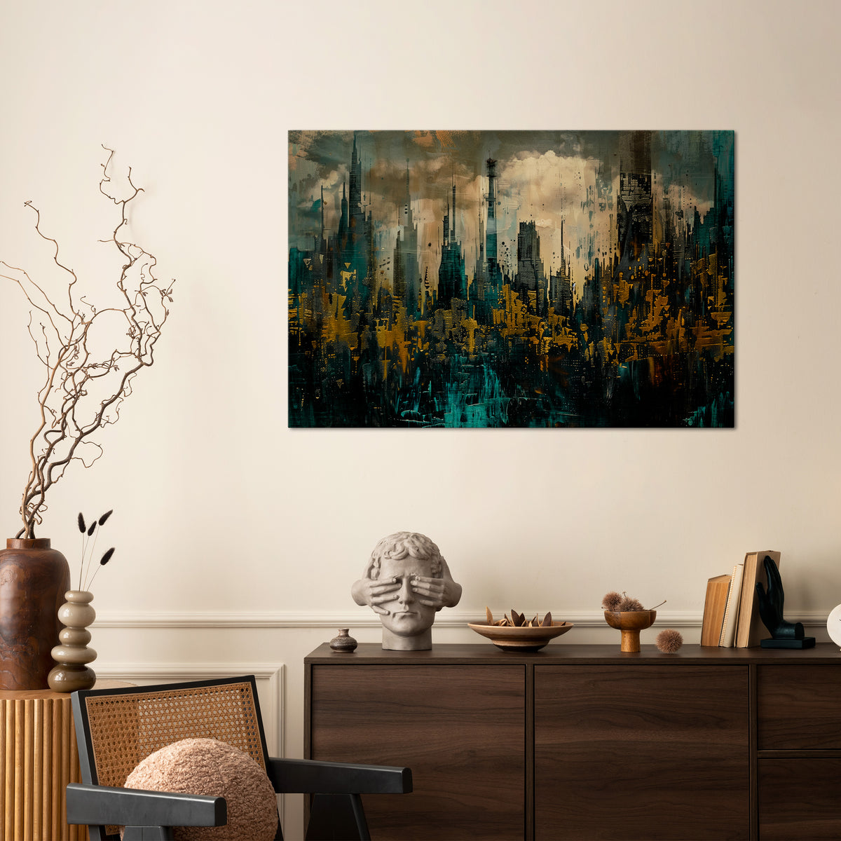 TOWN OBSCURE Cuadro en lienzo horizontal