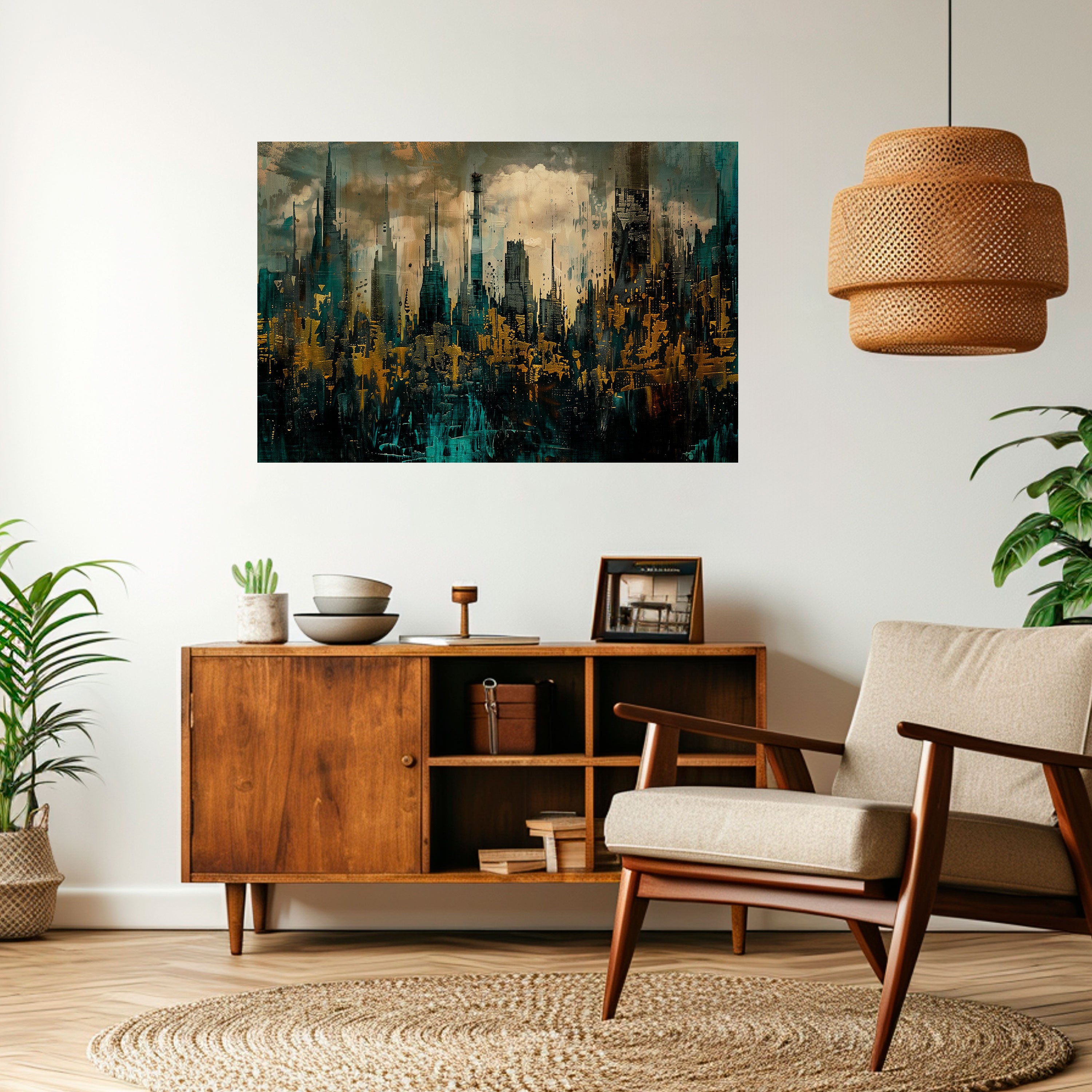 CIUDAD OSCURA Póster horizontal autoadhesivo