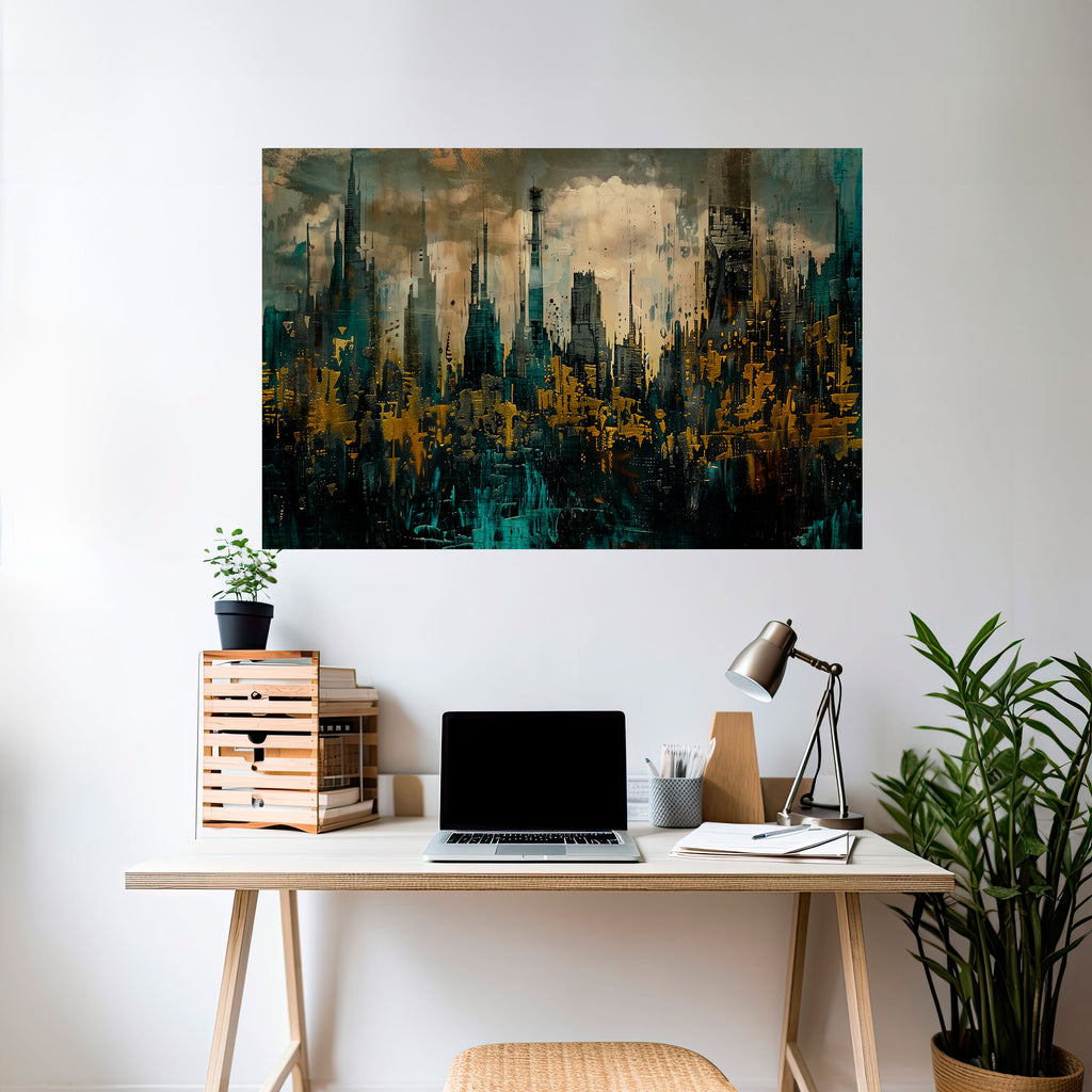 CIUDAD OSCURA Póster horizontal autoadhesivo