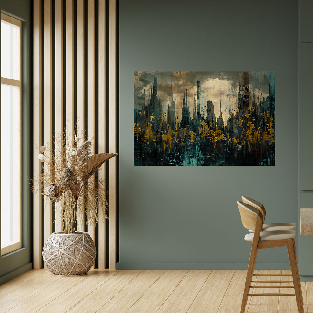 CIUDAD OSCURA Póster horizontal autoadhesivo