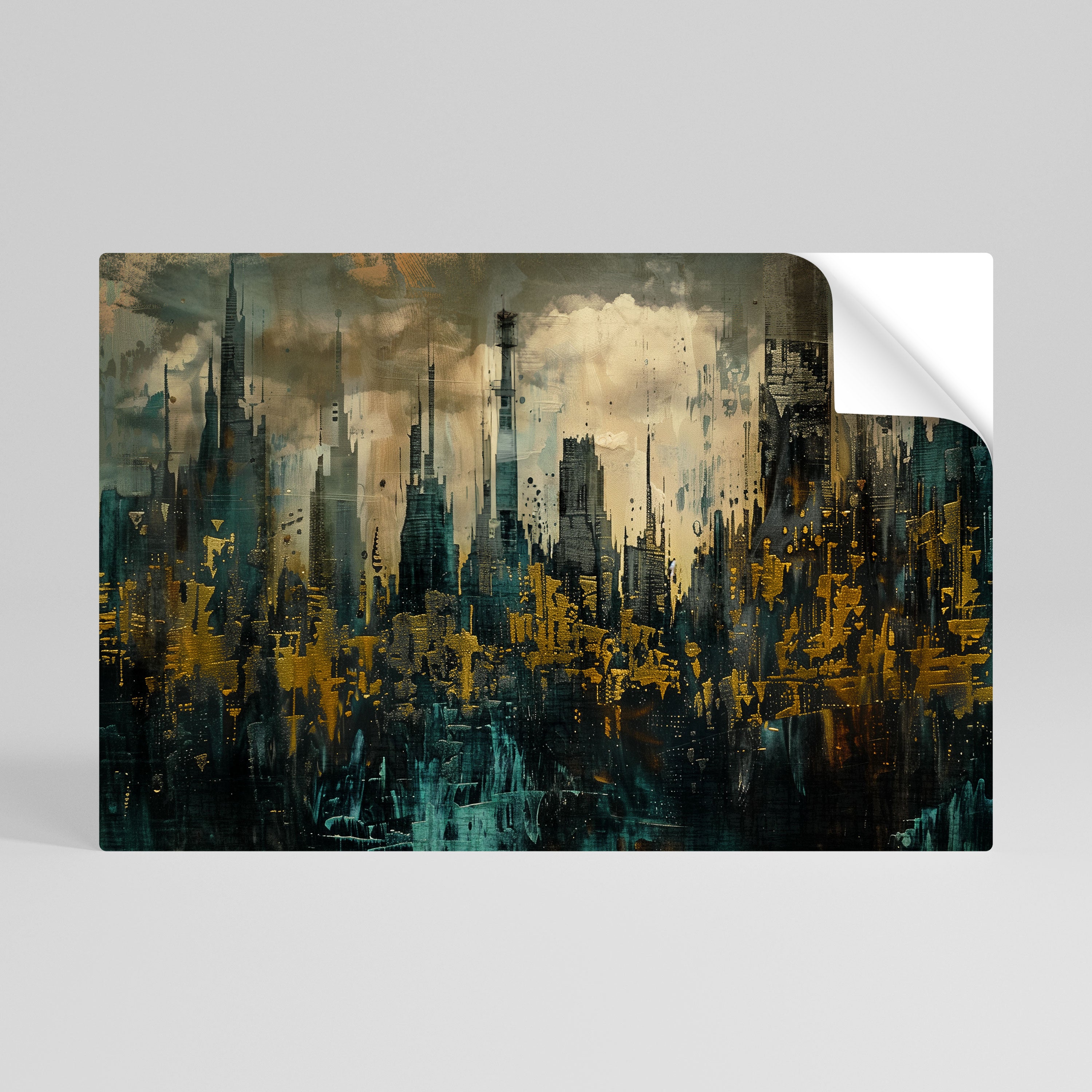 CIUDAD OSCURA Póster horizontal autoadhesivo