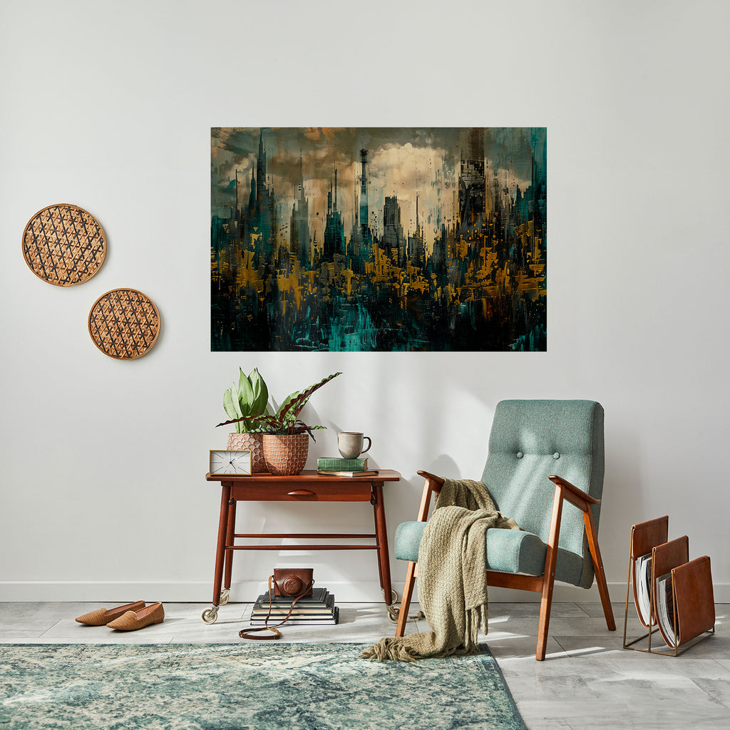 CIUDAD OSCURA Póster horizontal autoadhesivo