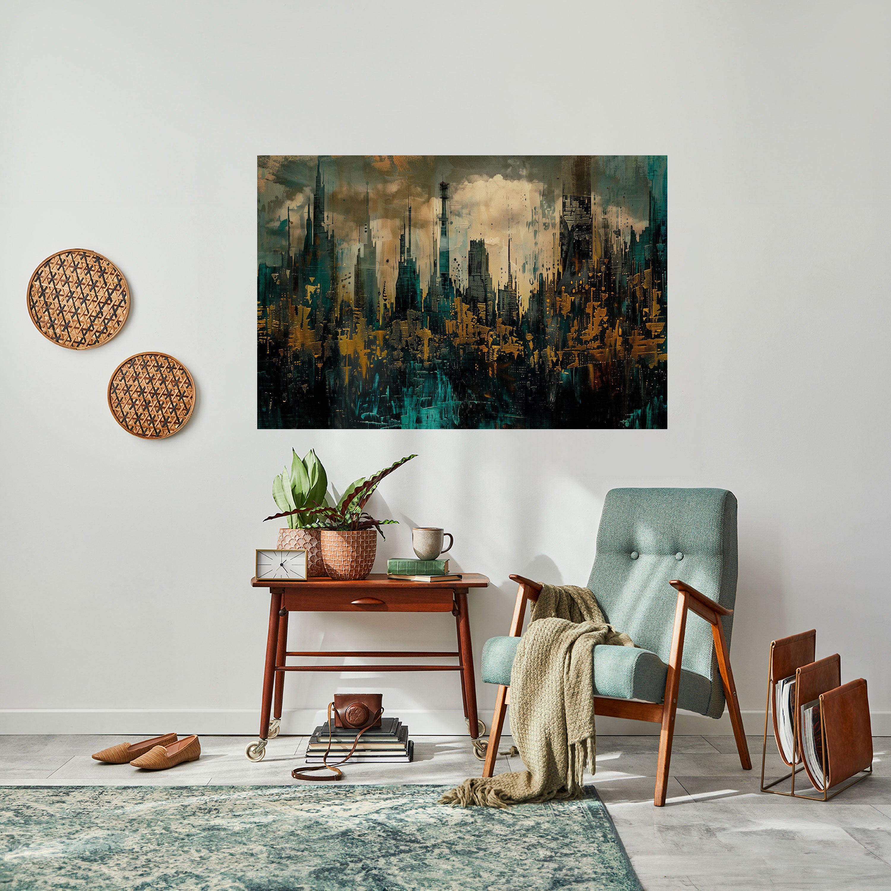 CIUDAD OSCURA Póster horizontal autoadhesivo