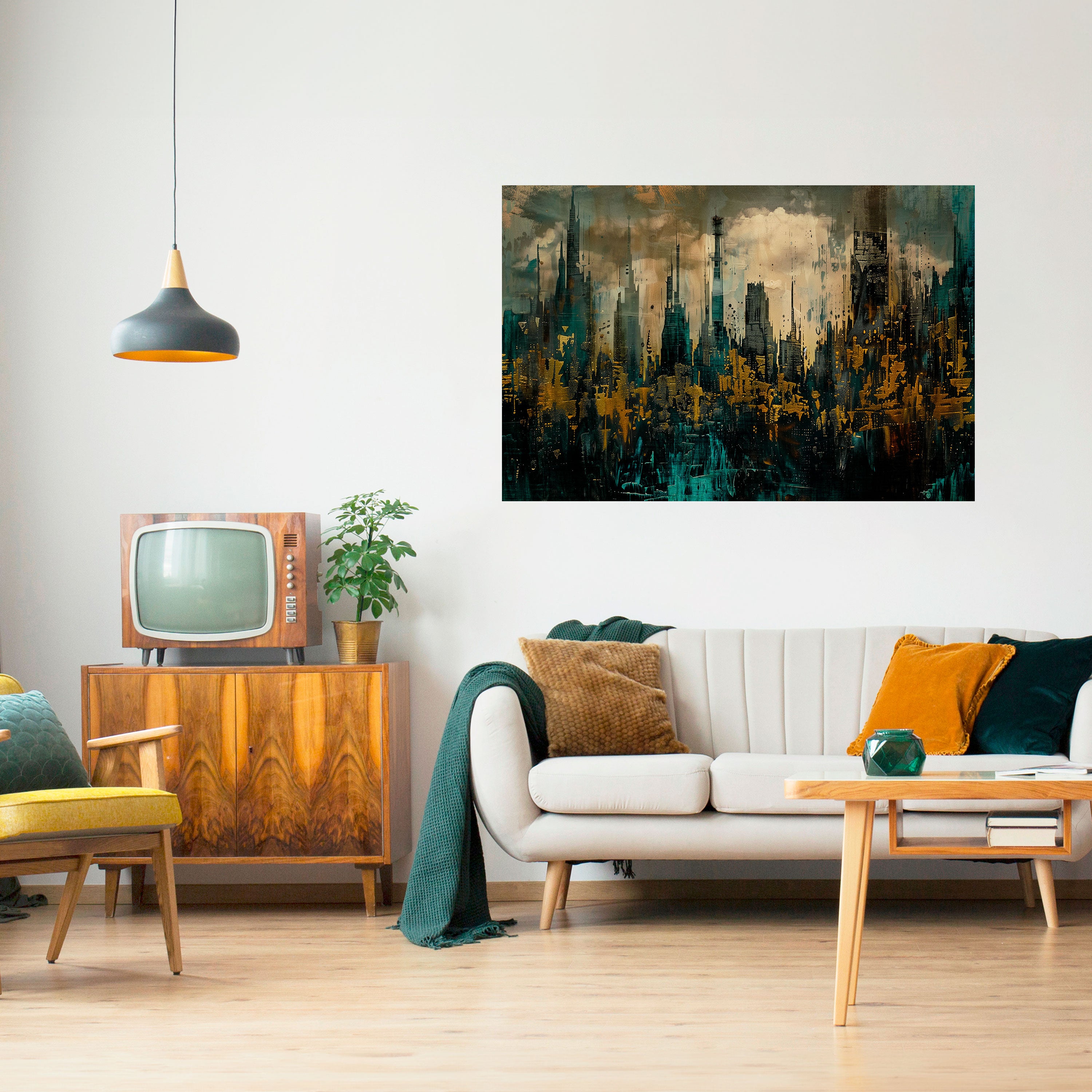 CIUDAD OSCURA Póster horizontal autoadhesivo