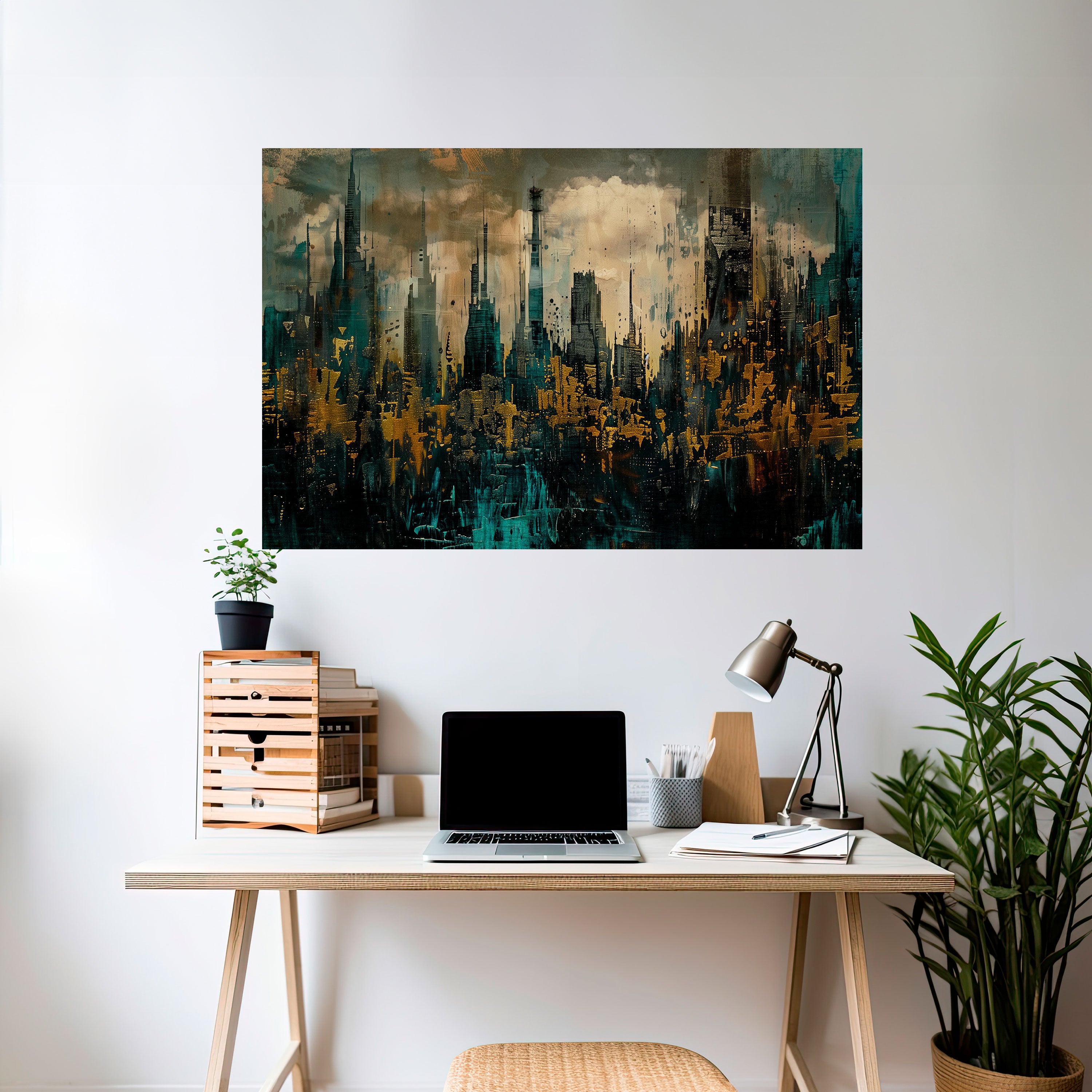 CIUDAD OSCURA Póster horizontal autoadhesivo