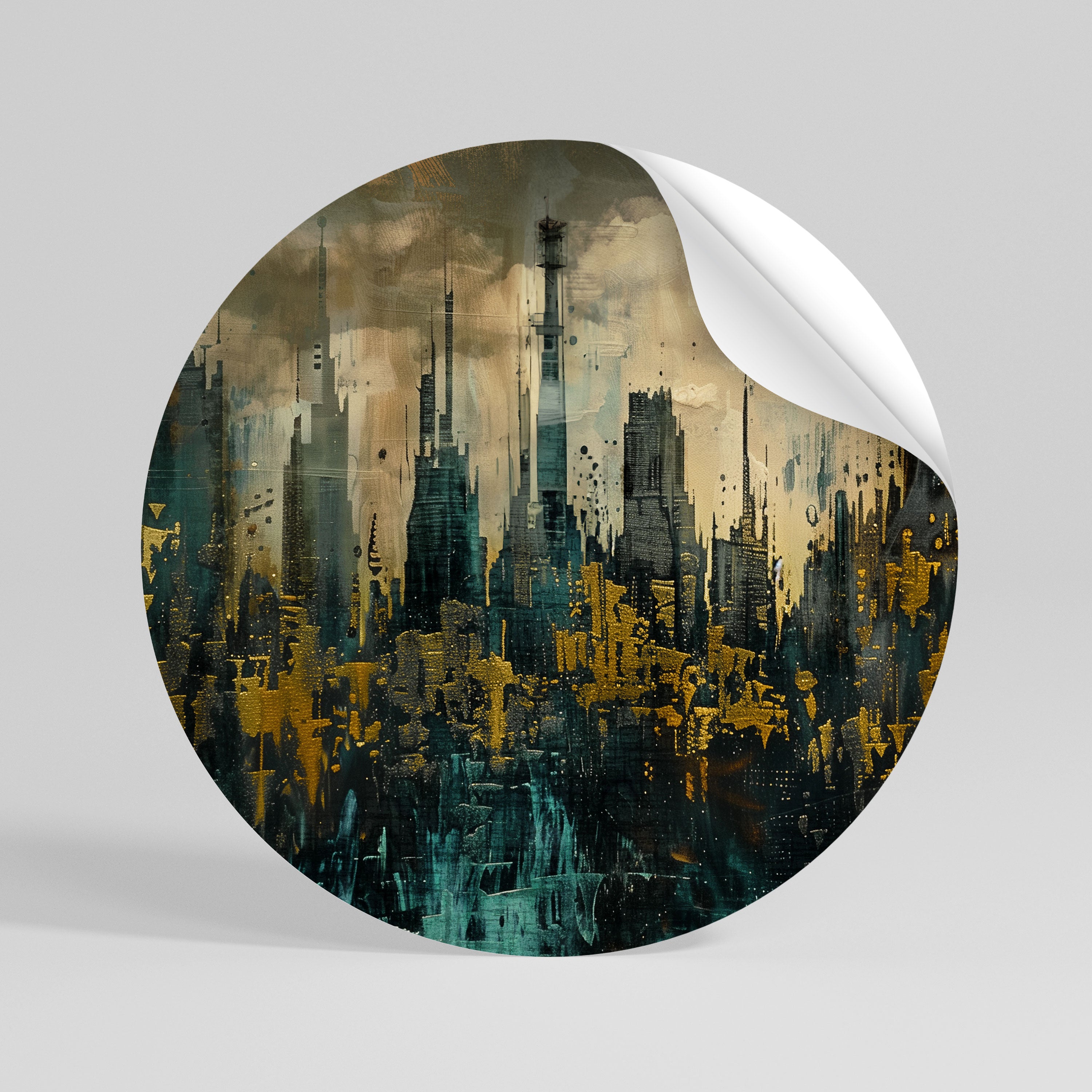 TOWN OBSCURE Peel and Stick Round Sticker