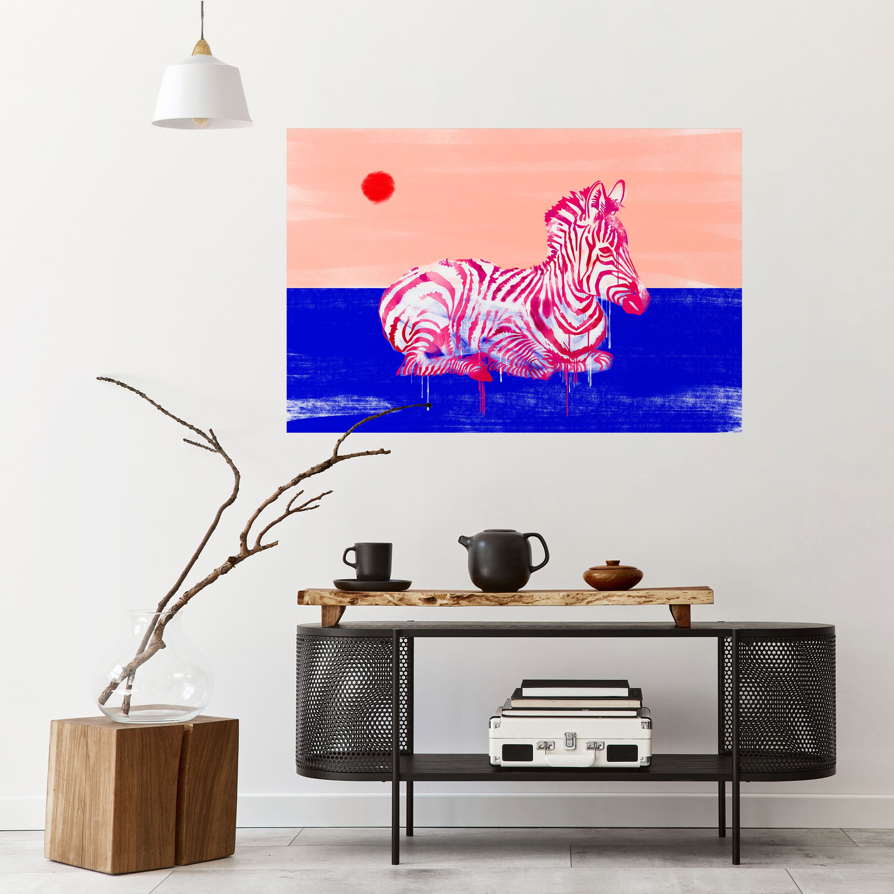 Póster horizontal autoadhesivo de cebra fantasiosa