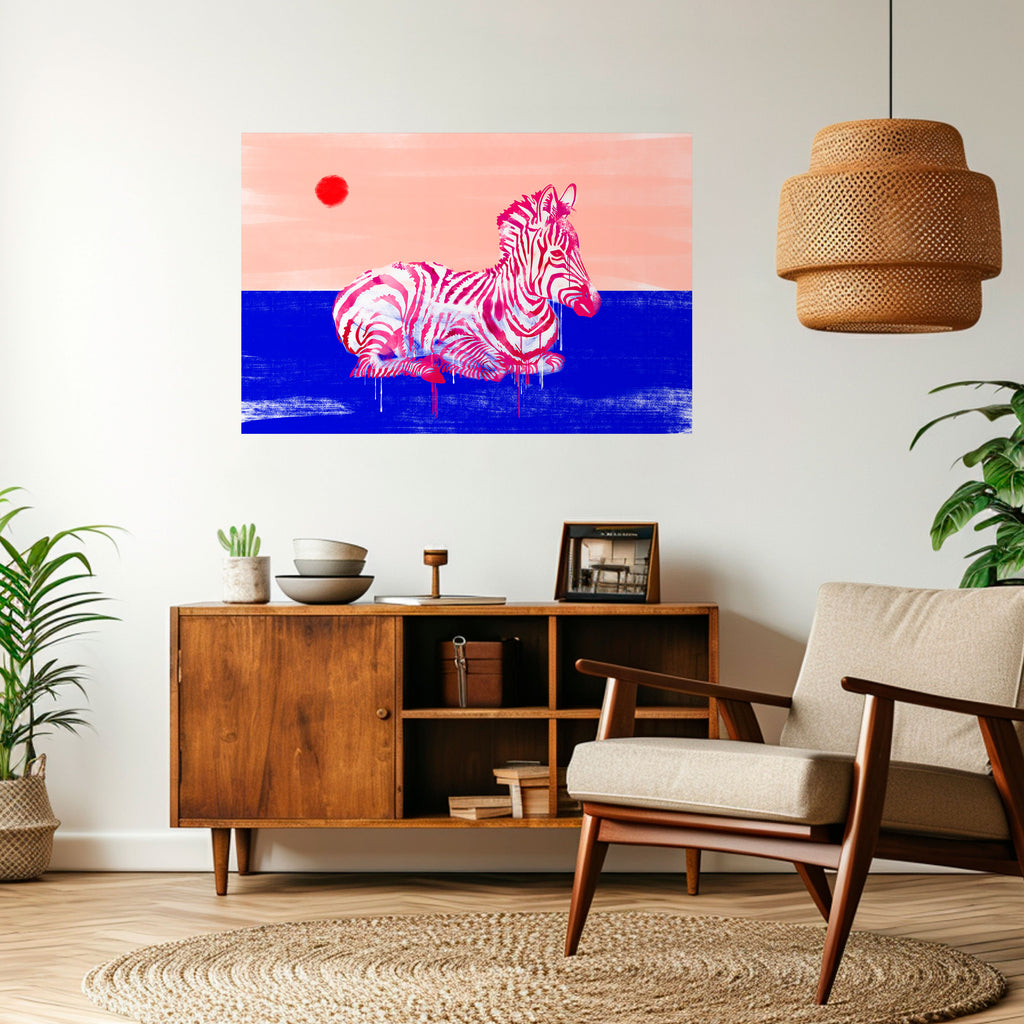 Póster horizontal autoadhesivo de cebra fantasiosa