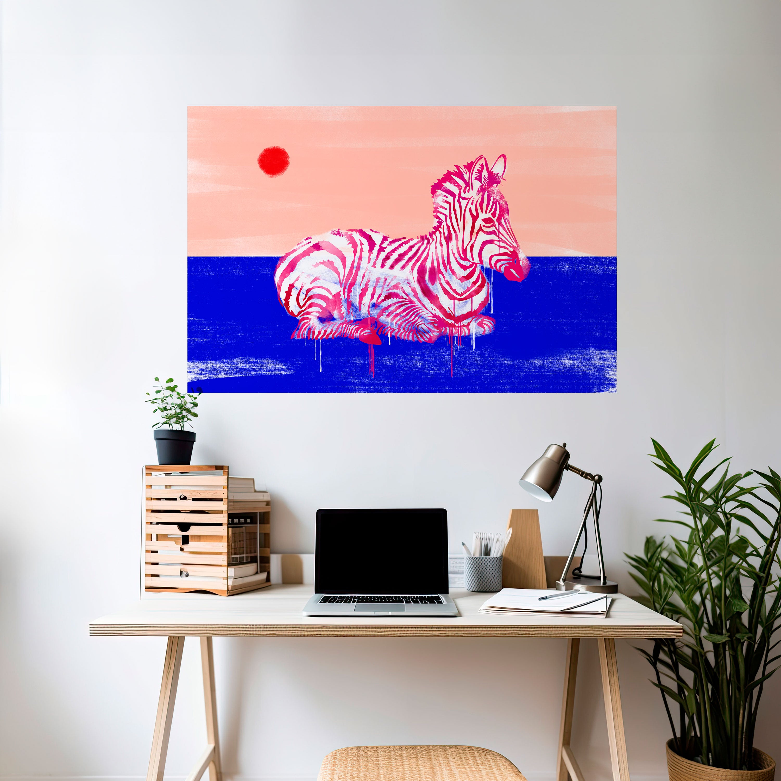 Póster horizontal autoadhesivo de cebra fantasiosa