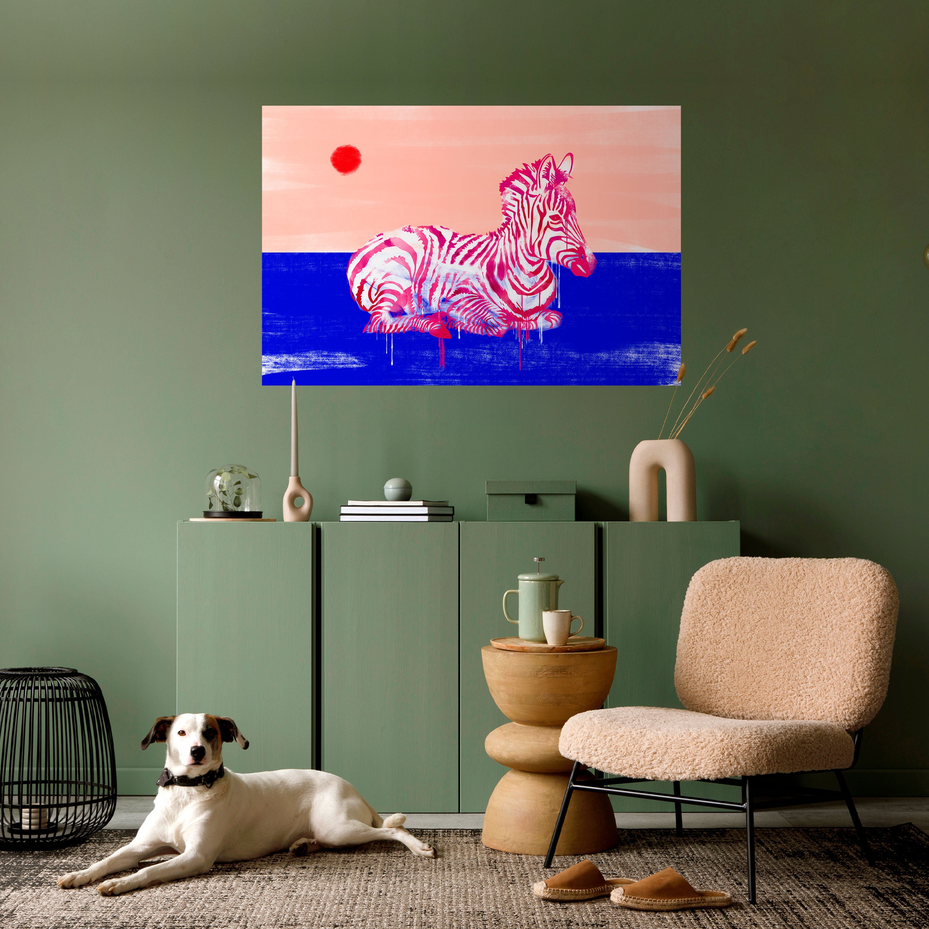 Póster horizontal autoadhesivo de cebra fantasiosa