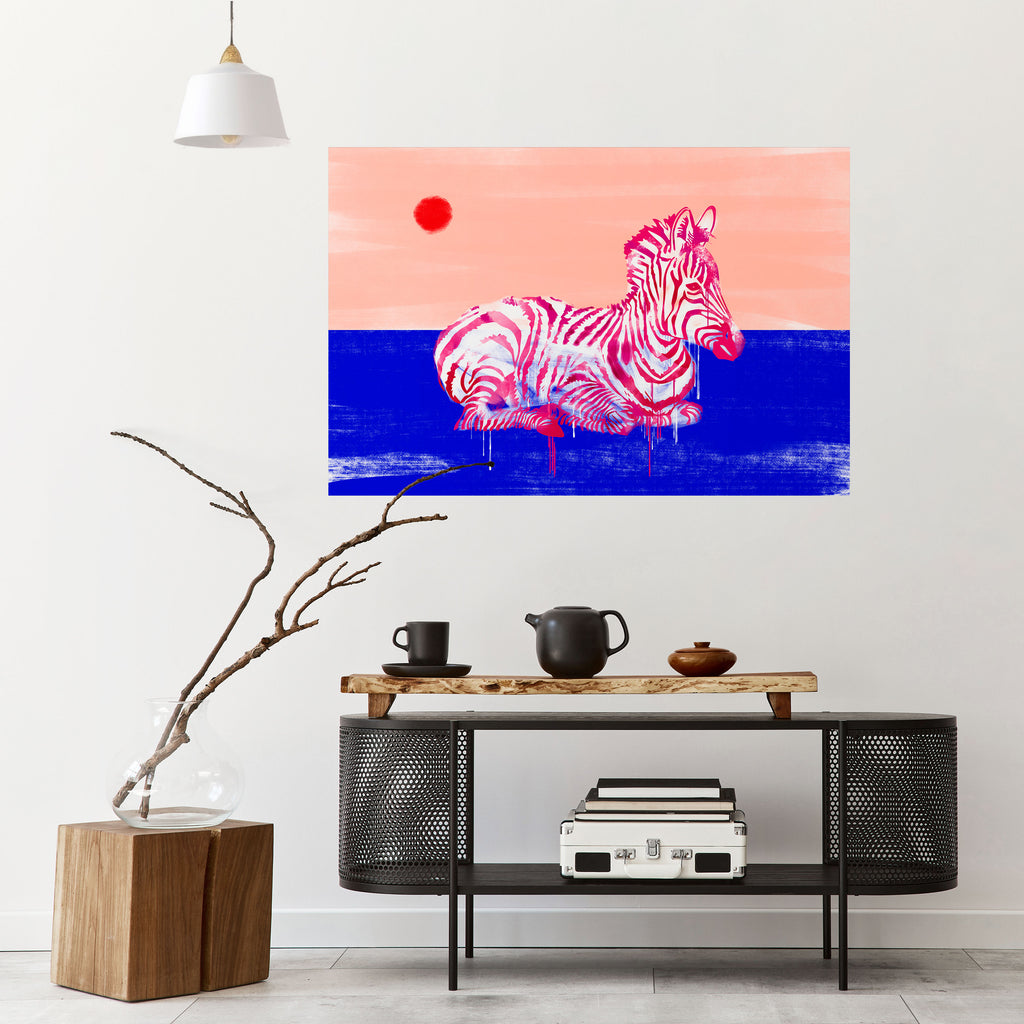 Póster horizontal autoadhesivo de cebra fantasiosa