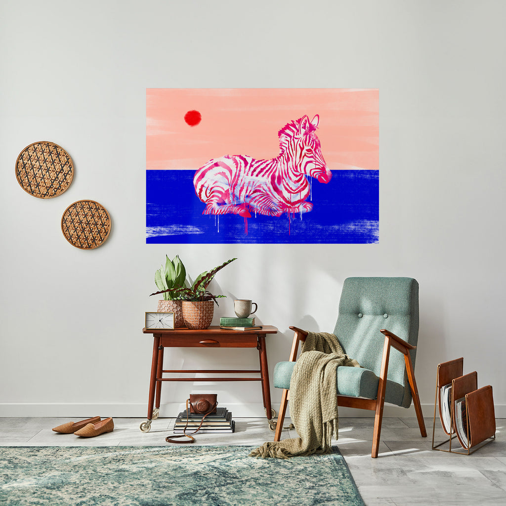 Póster horizontal autoadhesivo de cebra fantasiosa