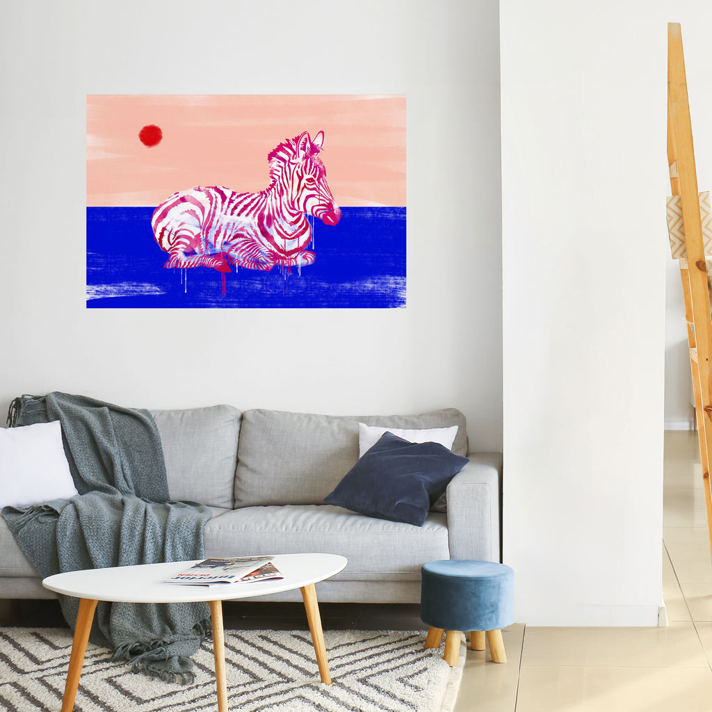 Póster horizontal autoadhesivo de cebra fantasiosa