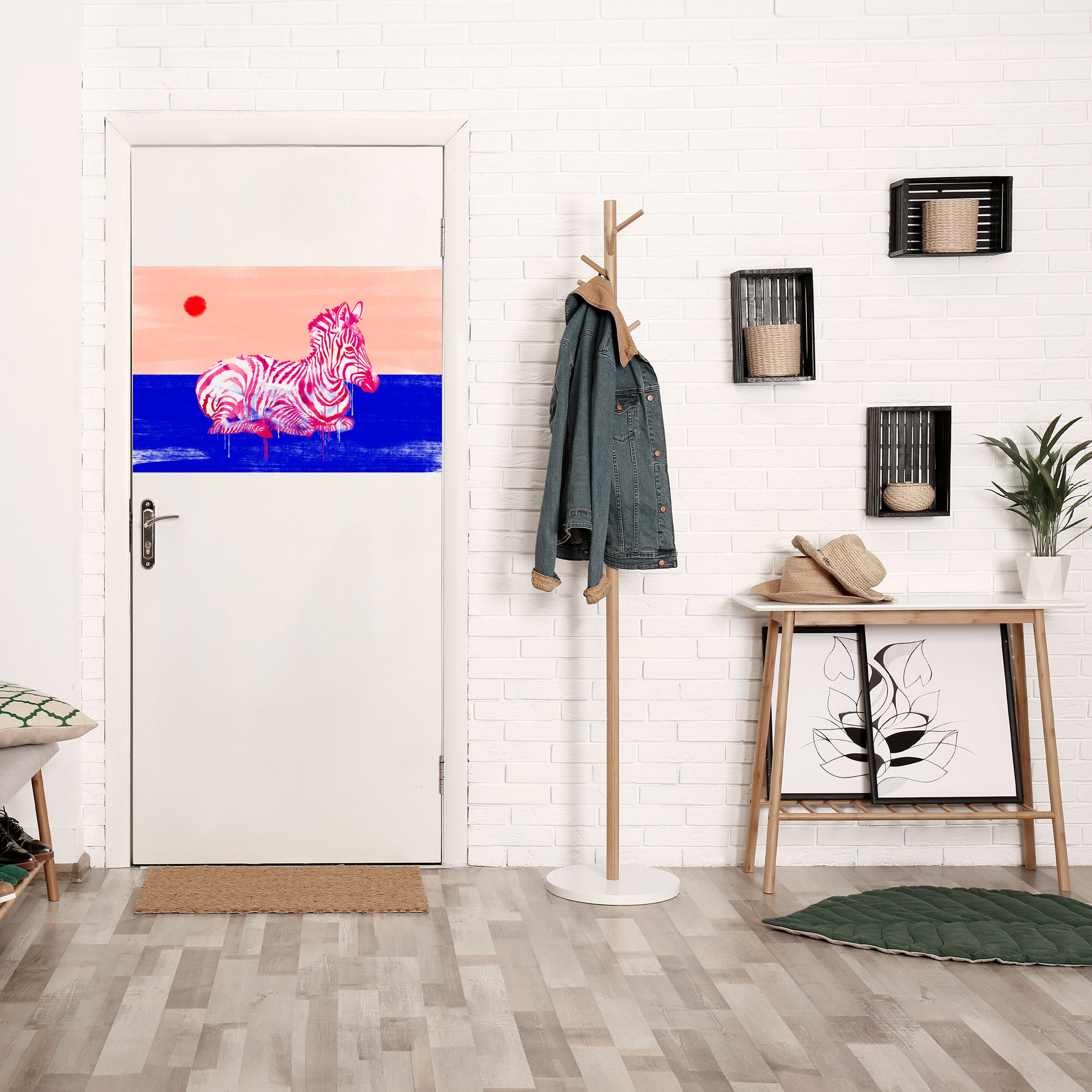 Póster horizontal autoadhesivo de cebra fantasiosa