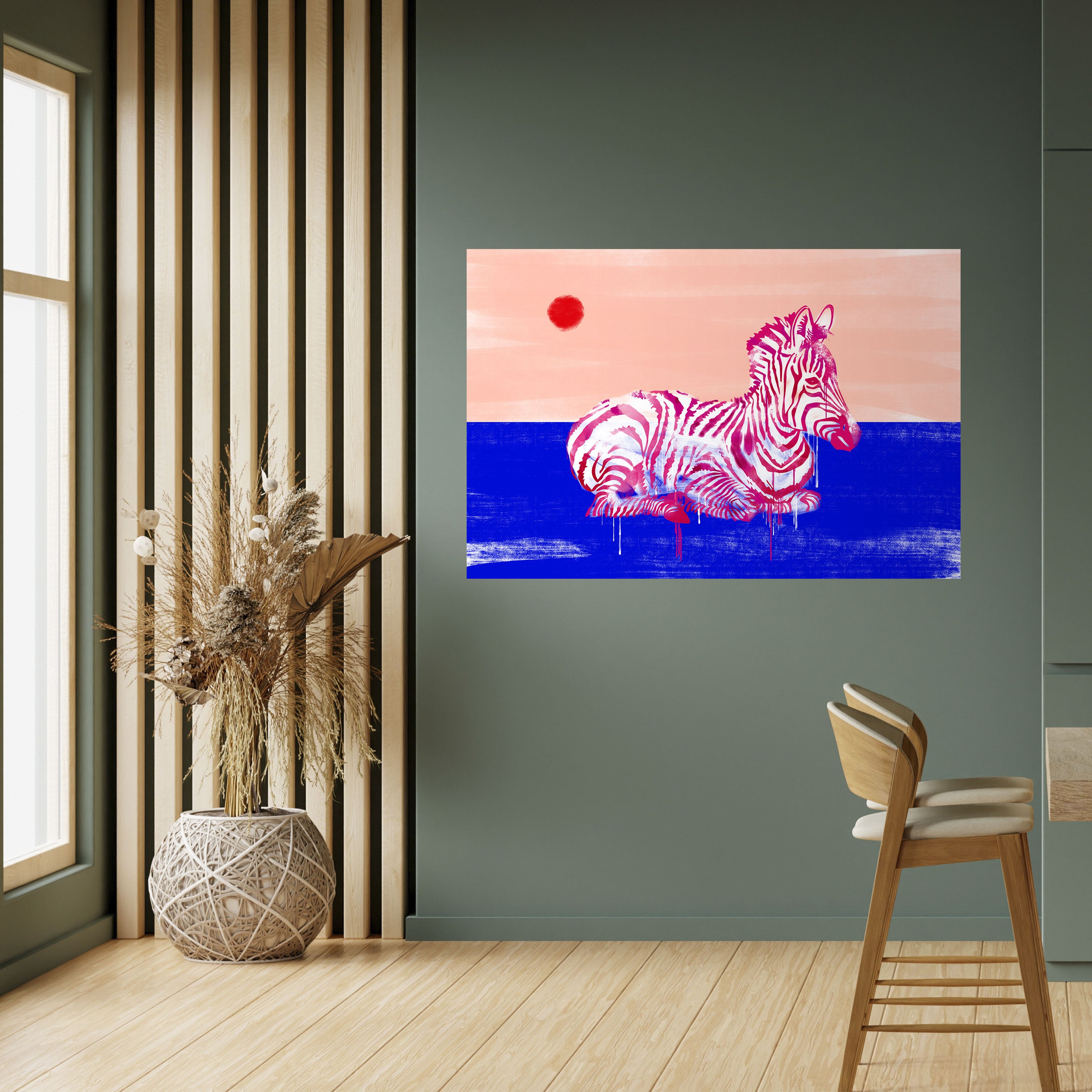 Póster horizontal autoadhesivo de cebra fantasiosa